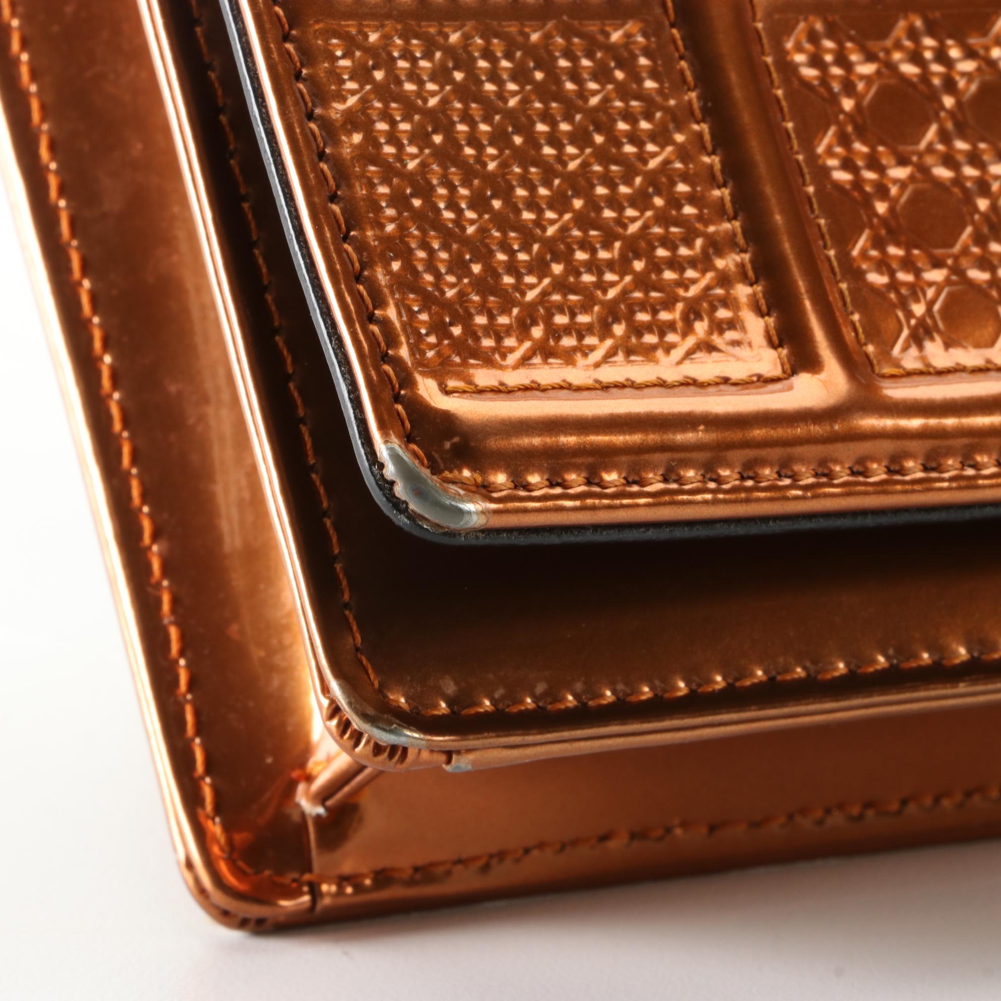 Christian Dior Wallet on Chain in Diorama Cannage Metallic Leather