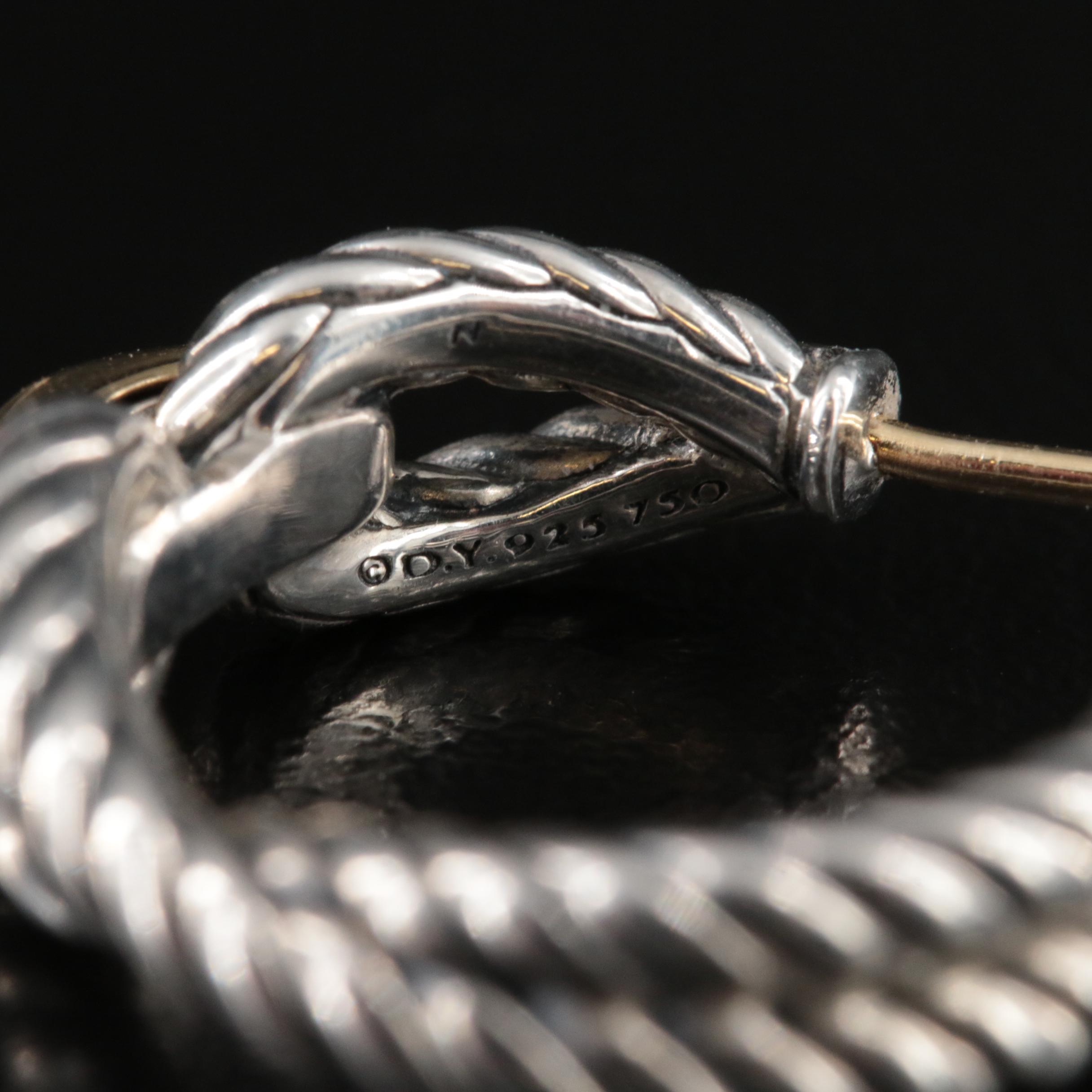 David Yurman Sterling "Cable Loop" Hoop Earrings with 18K Accents