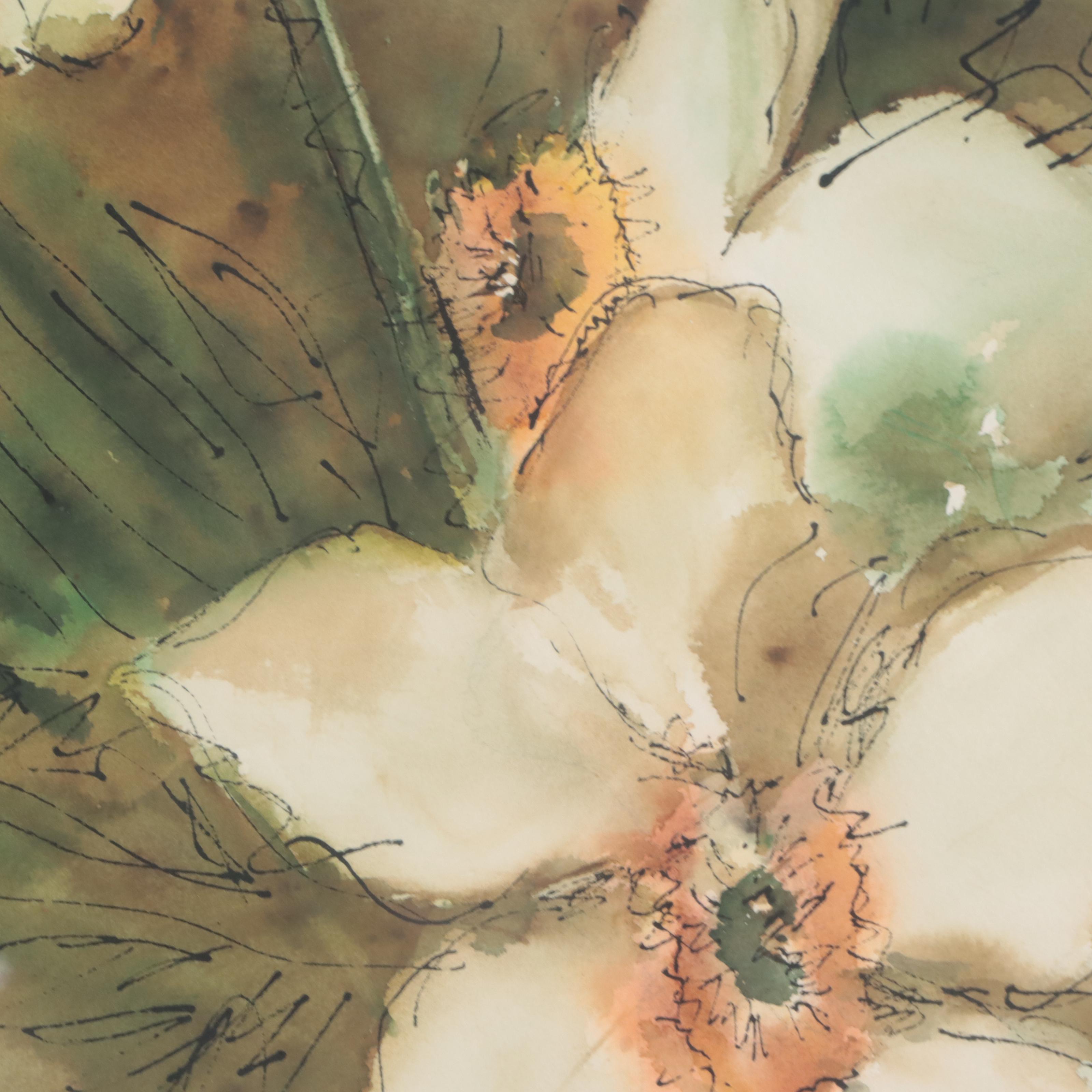 Ehrnschwender Floral Ink and Watercolor Painting