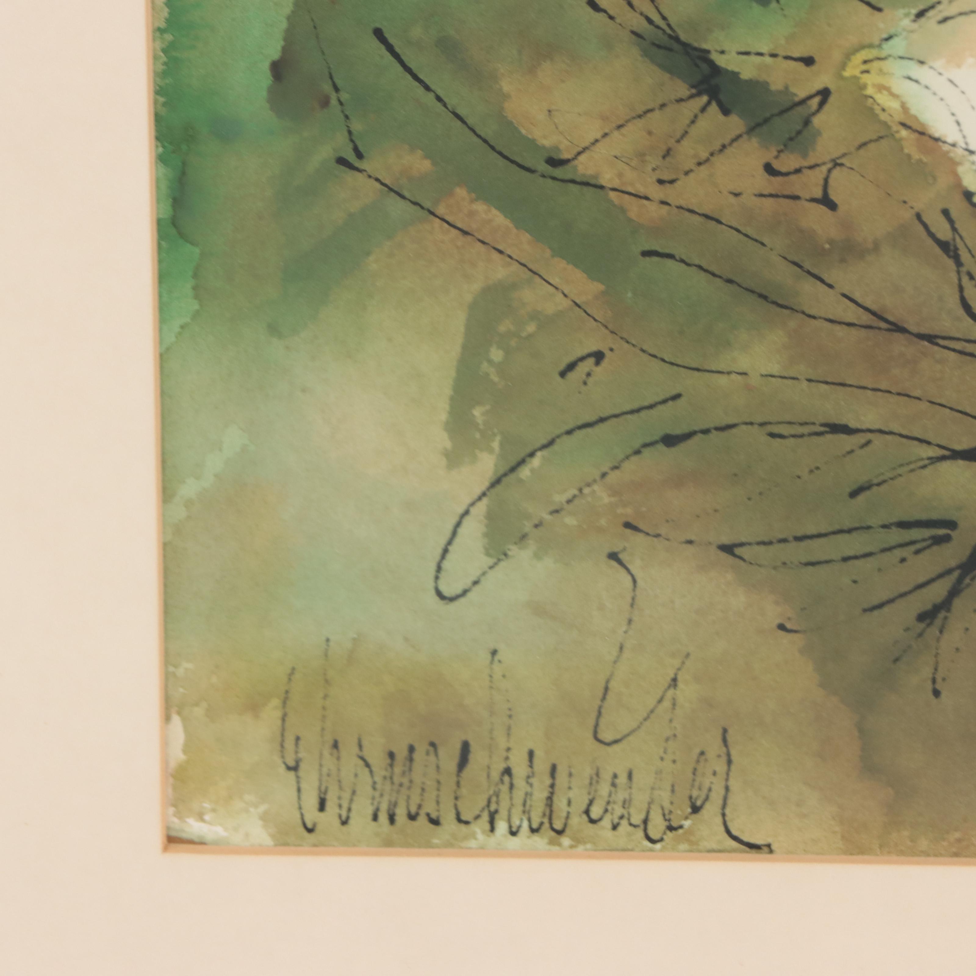 Ehrnschwender Floral Ink and Watercolor Painting