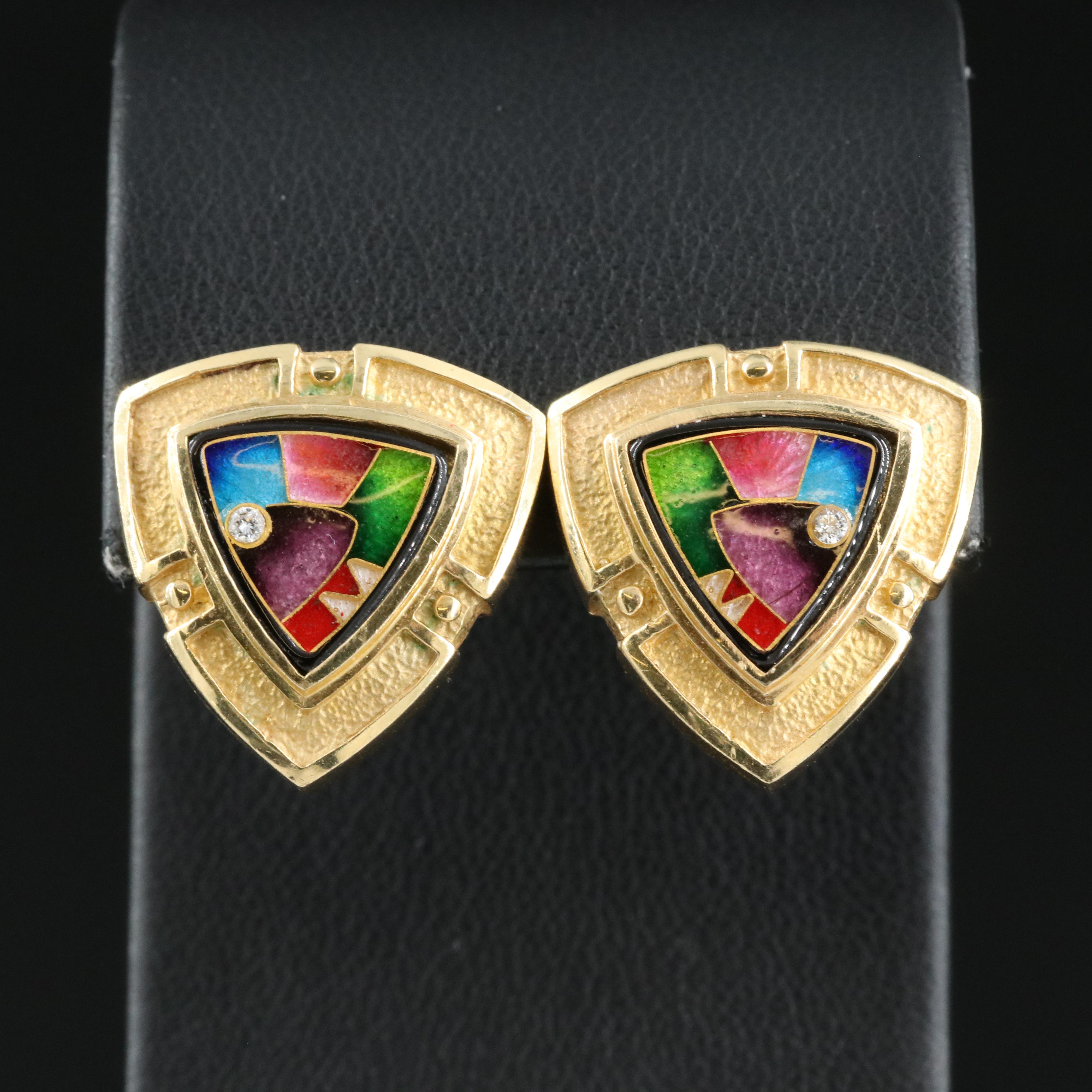 Susan Demski for Magick Fusager 18K 0.04 CTW Diamond and Enamel Earrings
