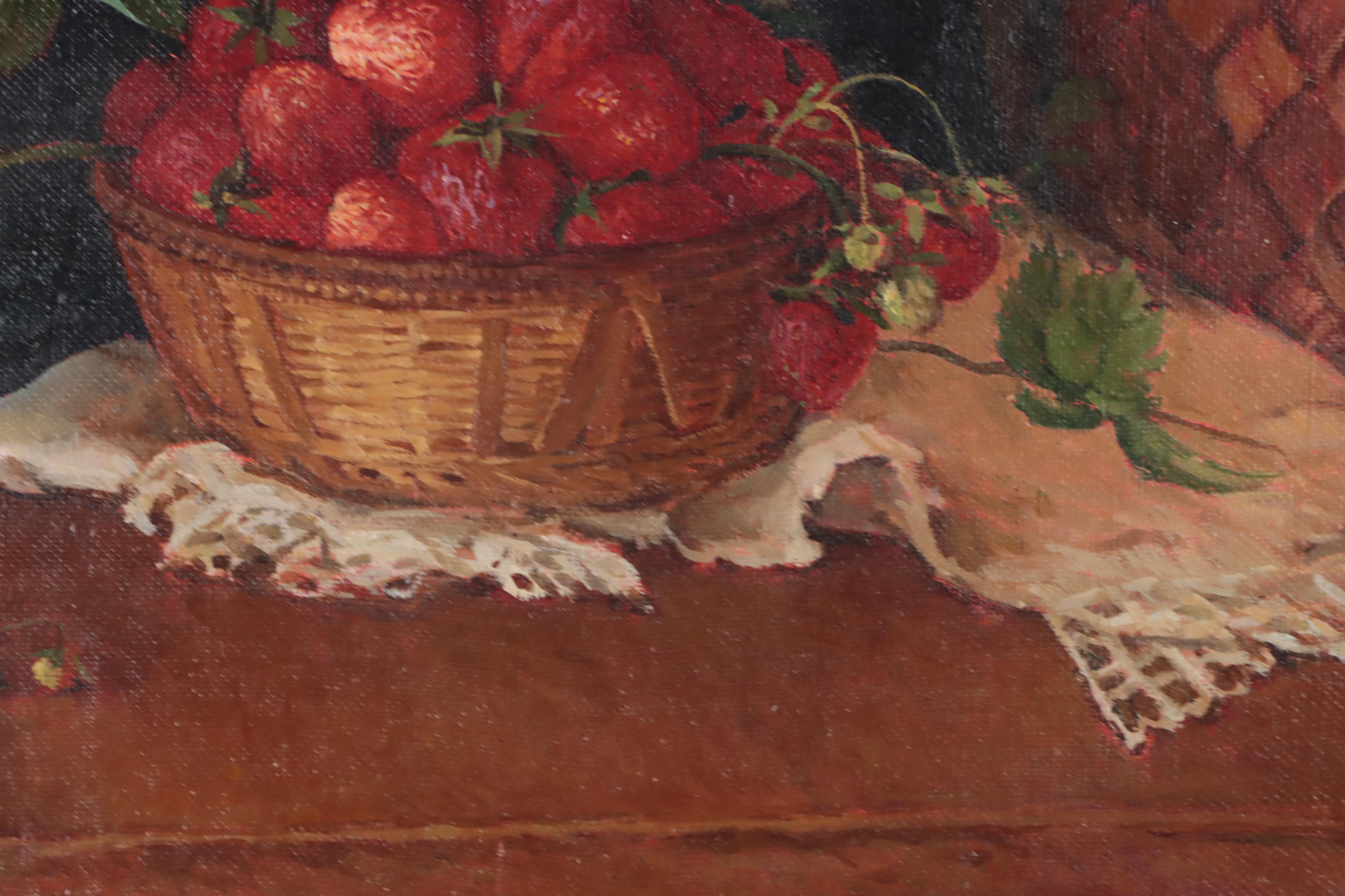 Oil Painting "Still Life With Strawberries," 1996