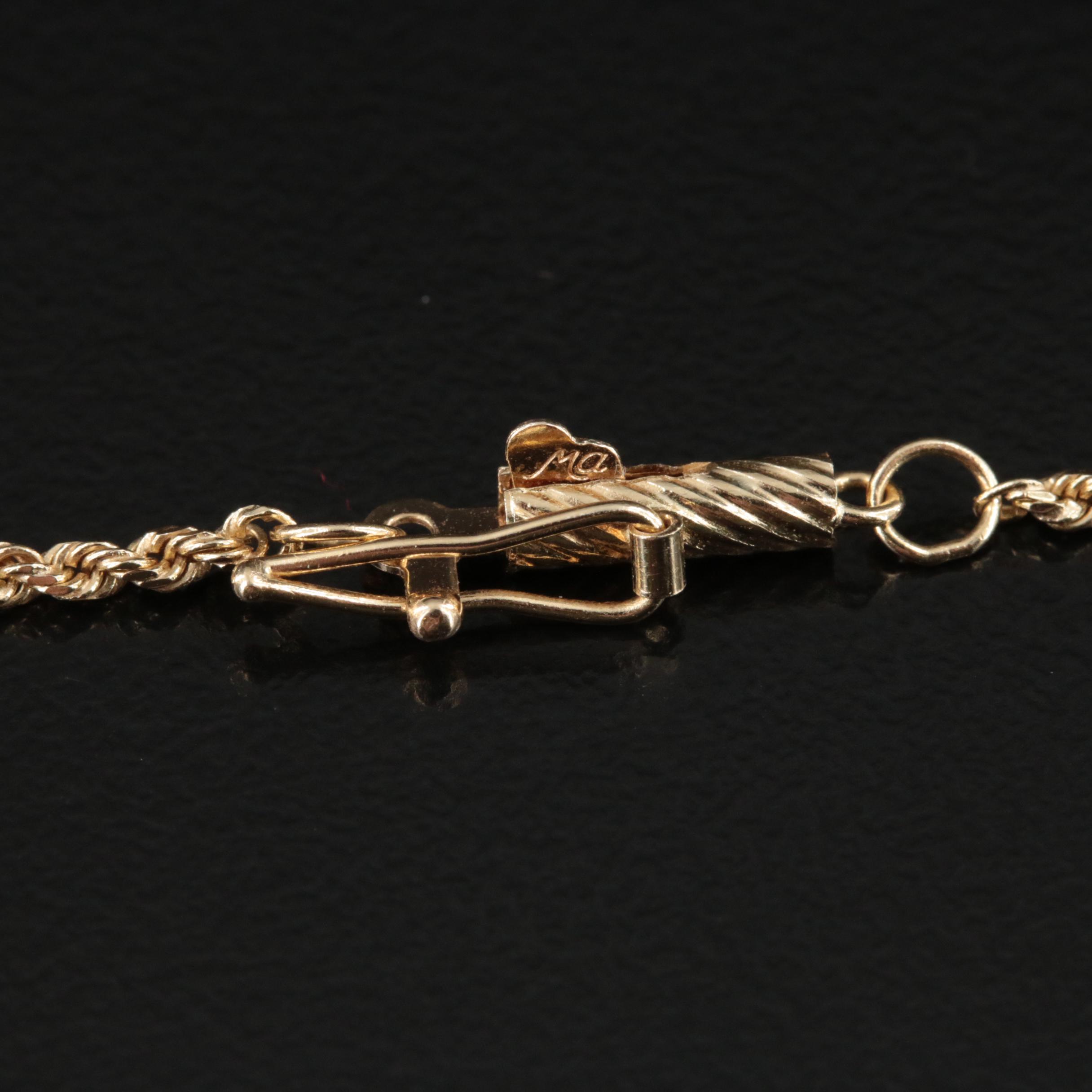 10K Tanzanite, Garnet and Iolite Bead on 14K Rope Chain Necklace