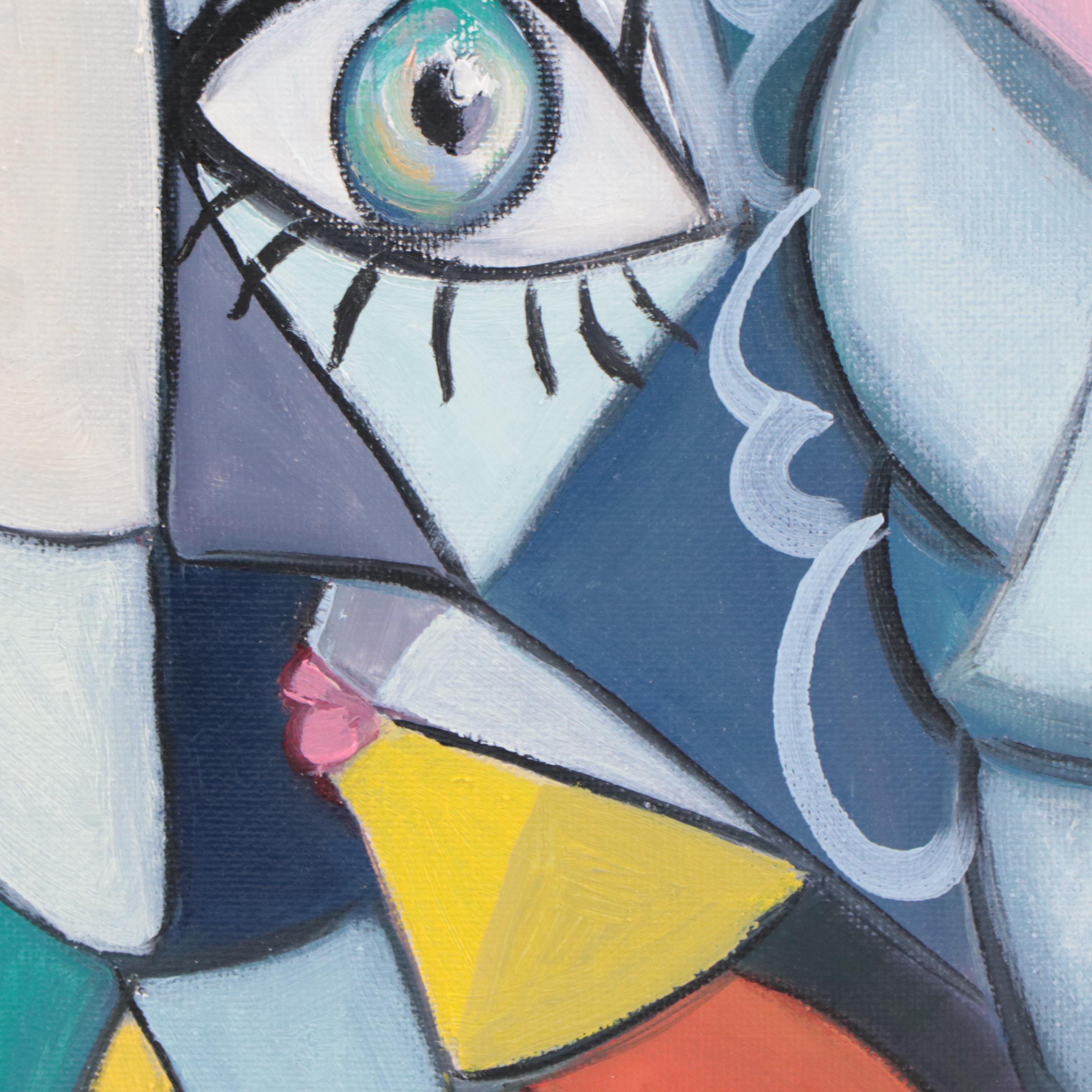 José M. Lima Cubist Style Portrait Oil Painting, 2023