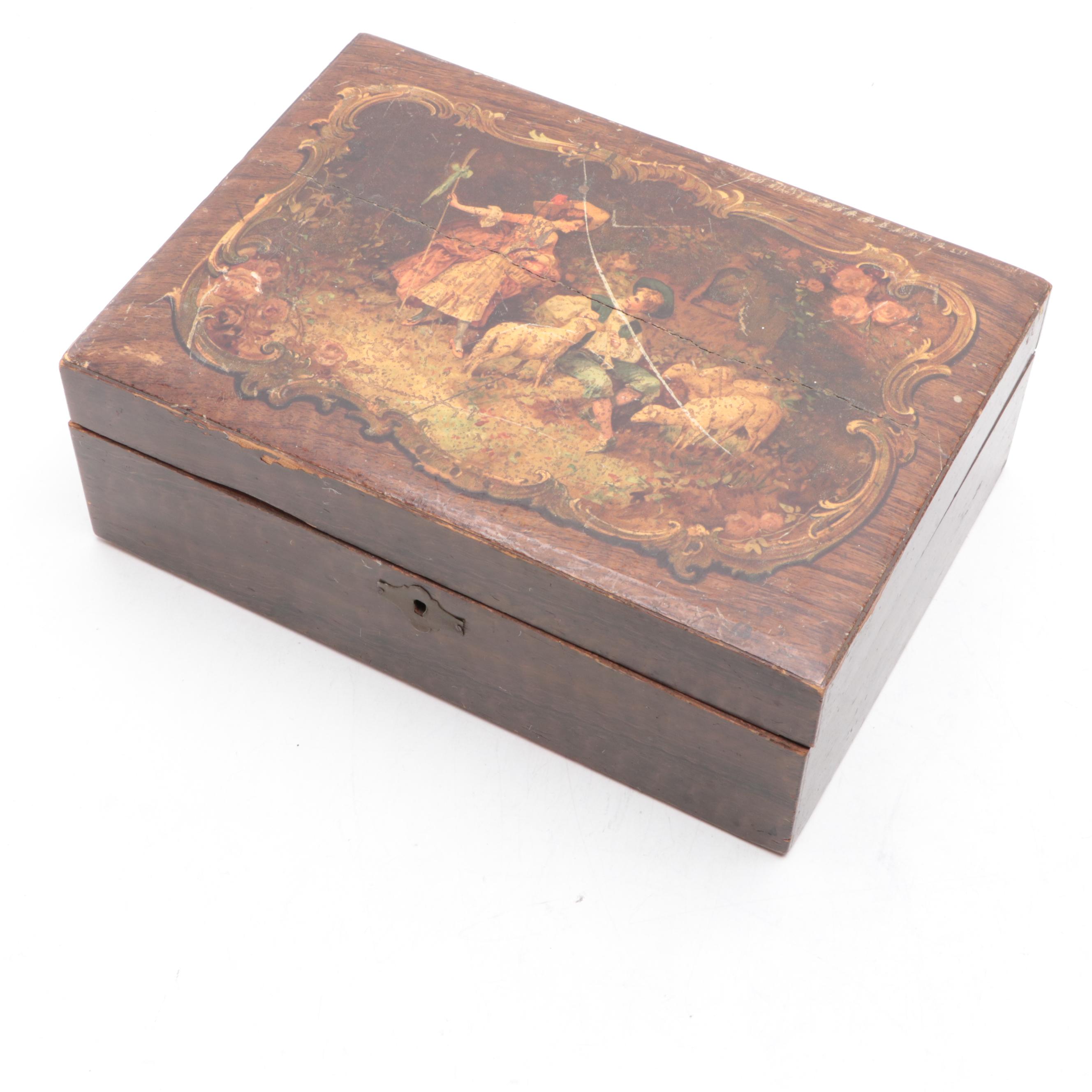 Wooden Dough Bowl with Wooden Boxes, Burlap and Fabric Scrap Balls