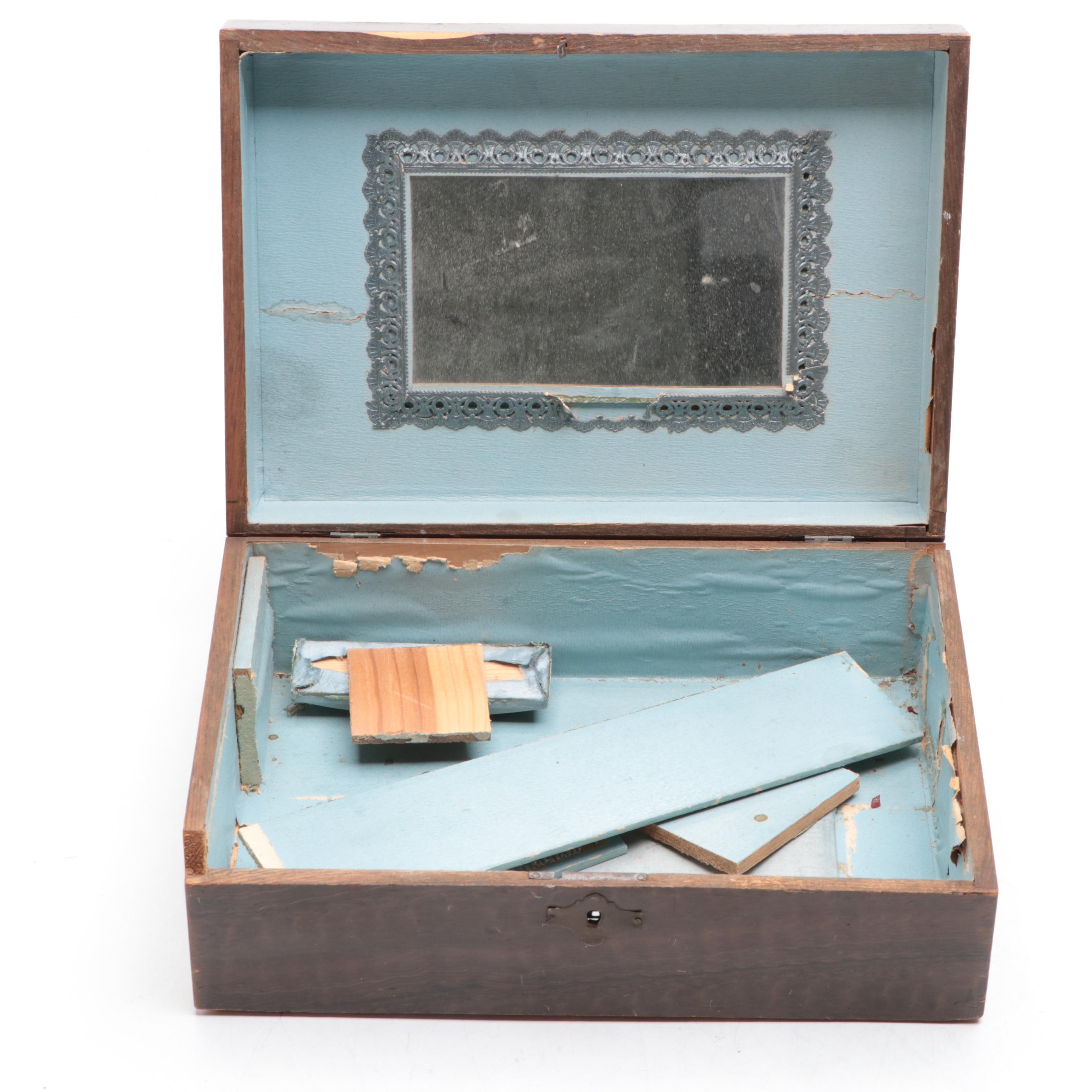 Wooden Dough Bowl with Wooden Boxes, Burlap and Fabric Scrap Balls