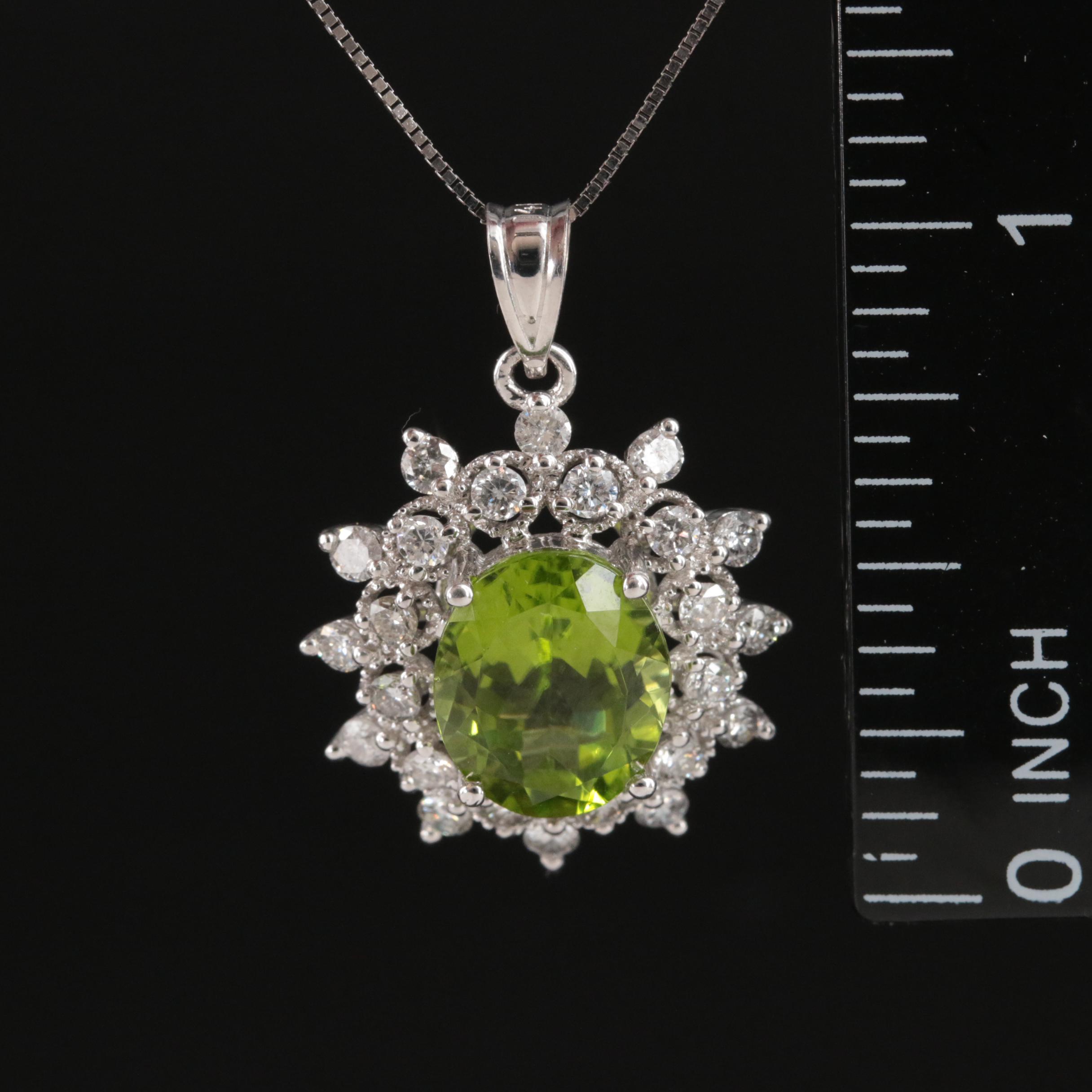 14K Peridot and Diamond Pendant Necklace