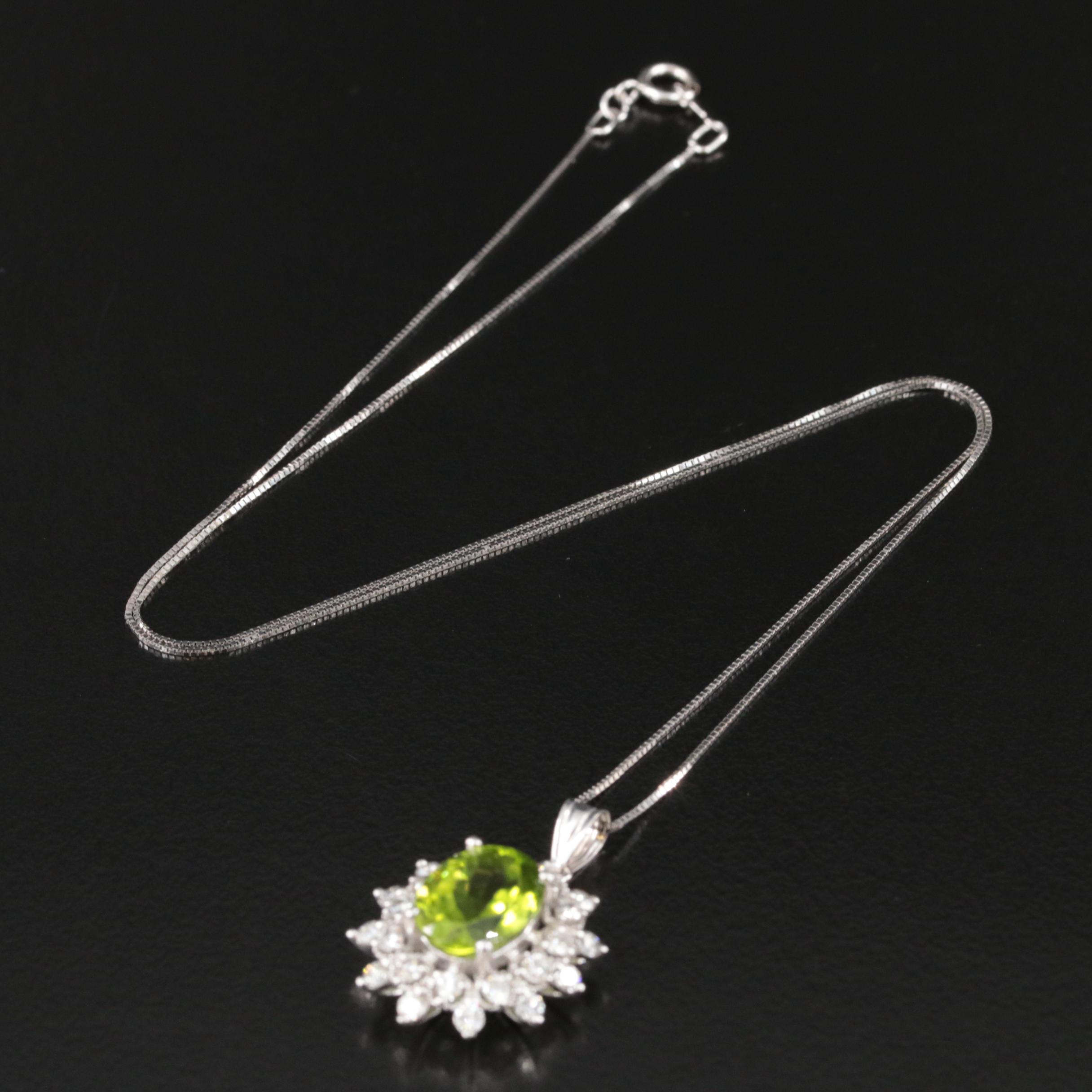 14K Peridot and Diamond Pendant Necklace