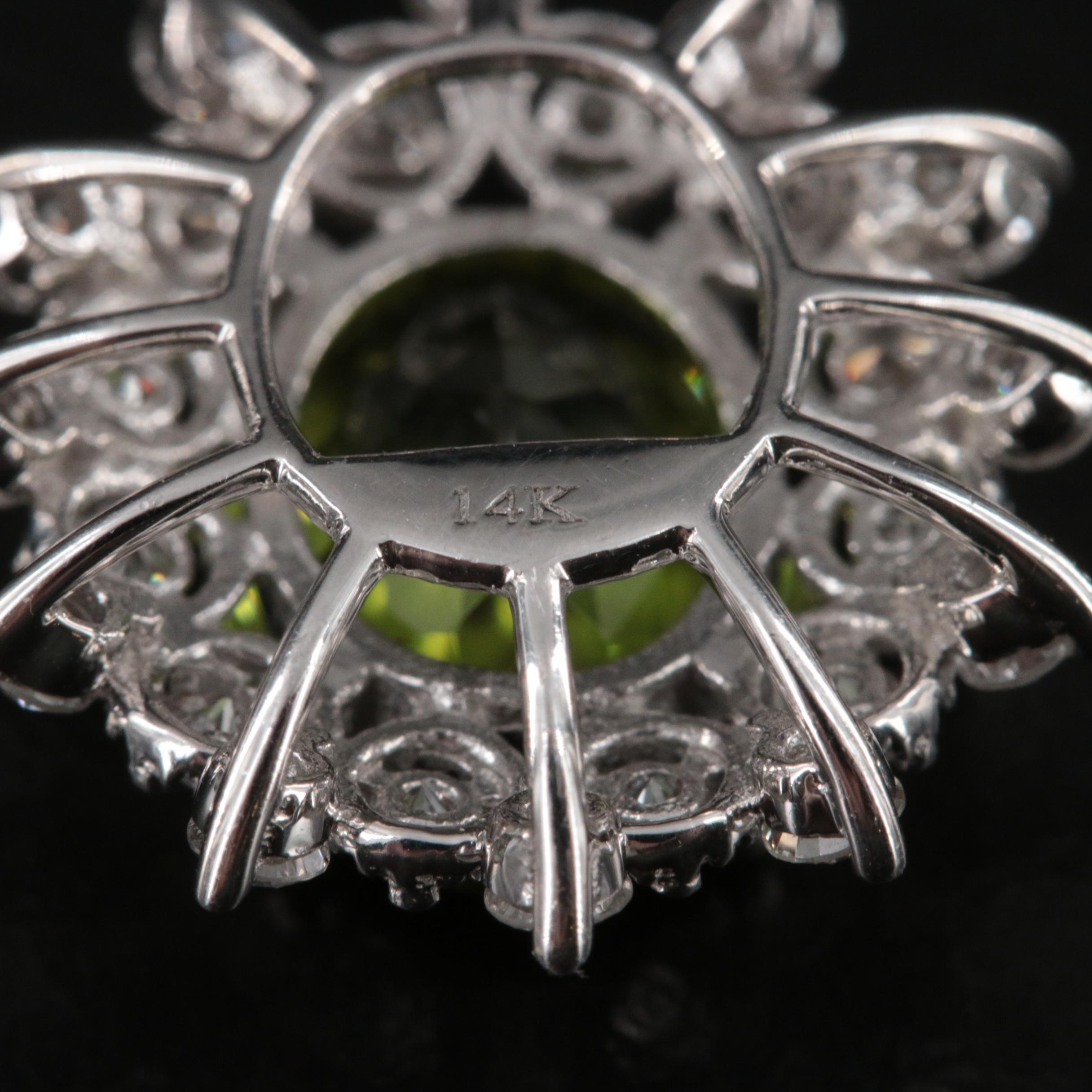 14K Peridot and Diamond Pendant Necklace
