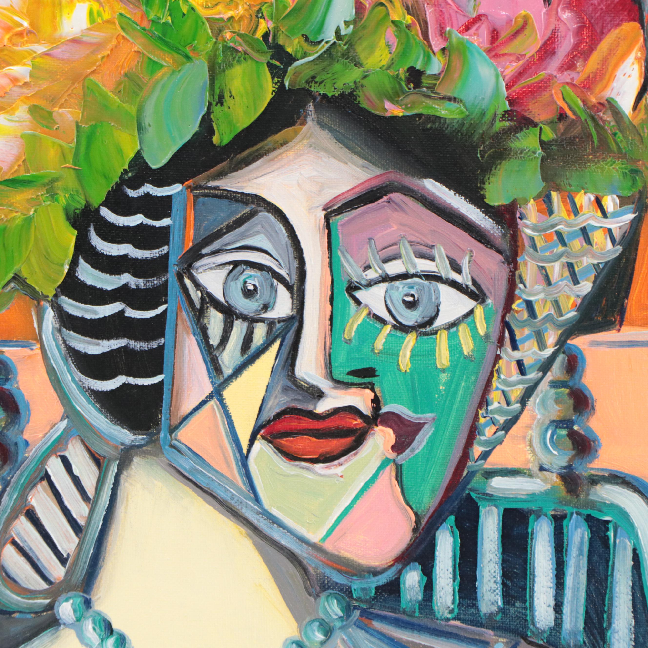 José M. Lima Cubist Style Portrait Oil Painting, 2023