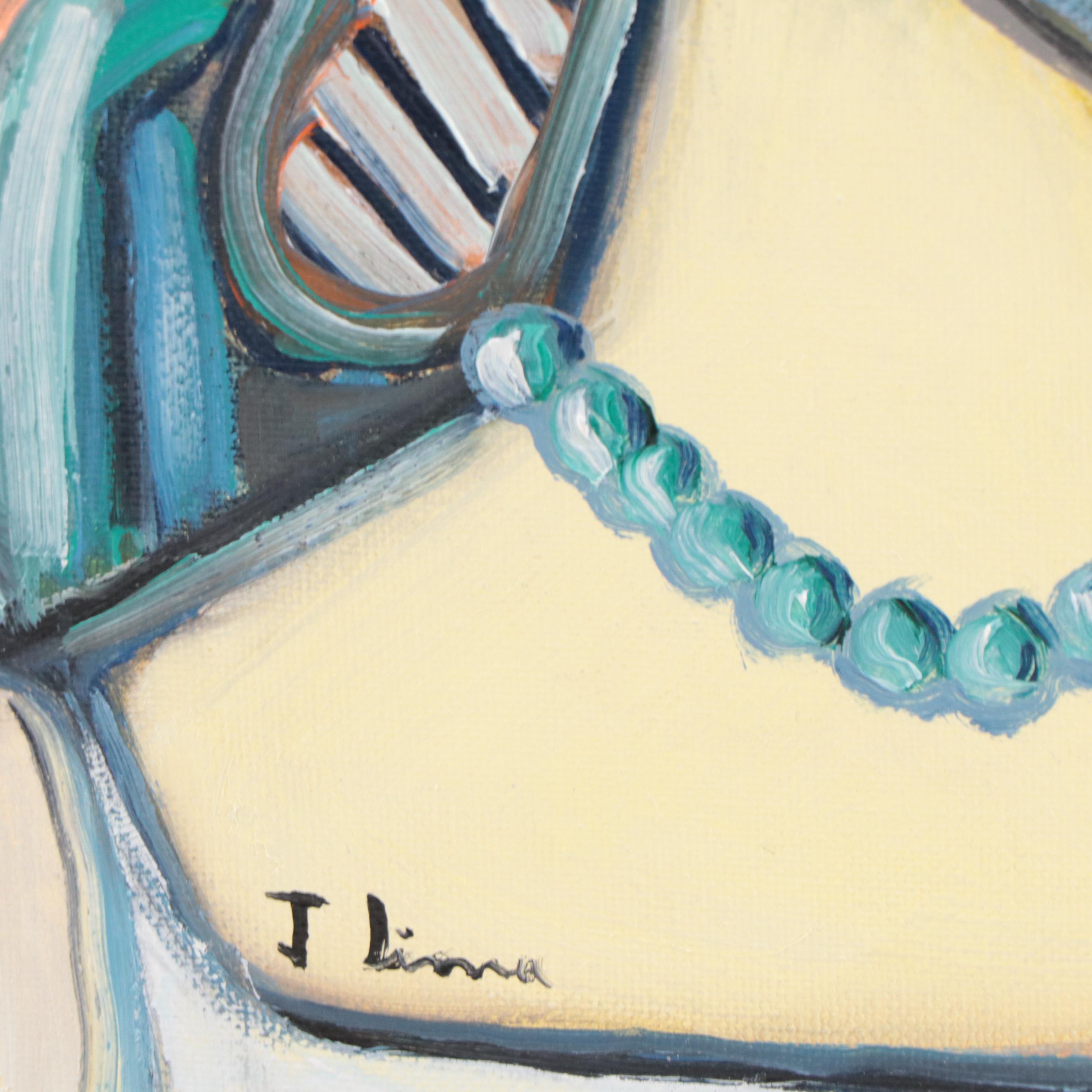 José M. Lima Cubist Style Portrait Oil Painting, 2023