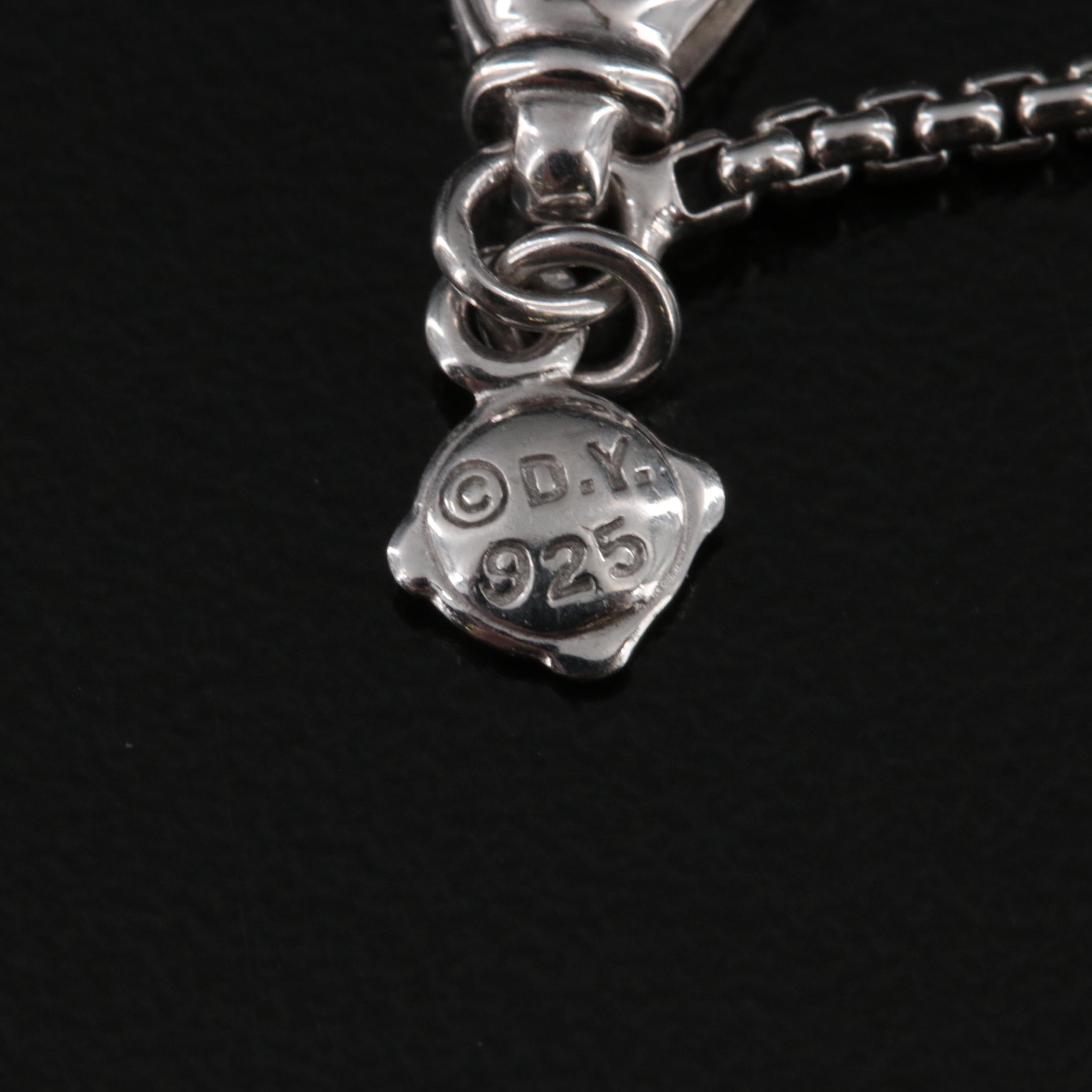 David Yurman "Crossover" Sterling Diamond Single Station Necklace