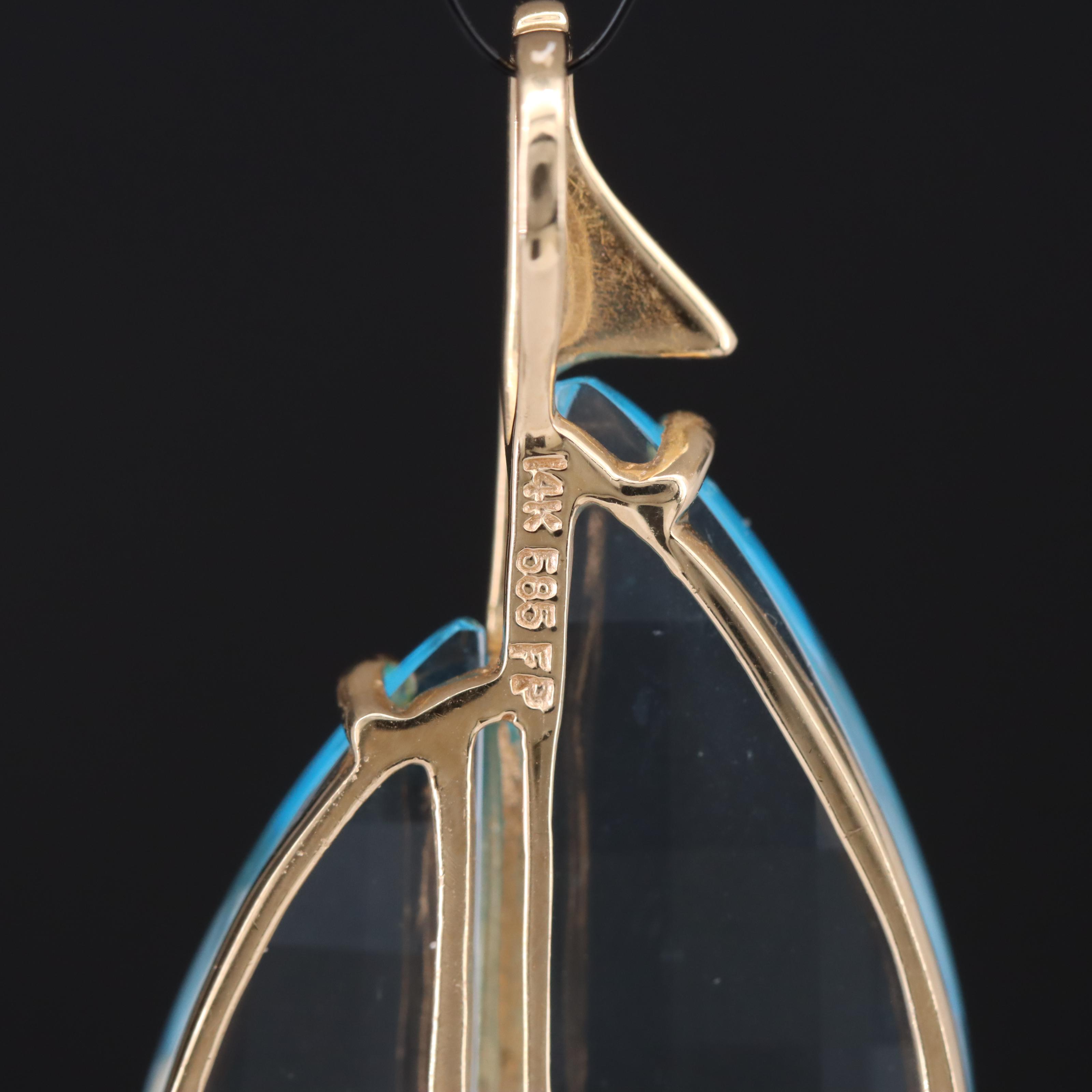 14K Sky Blue Topaz and Diamond Sail Boat Pendant