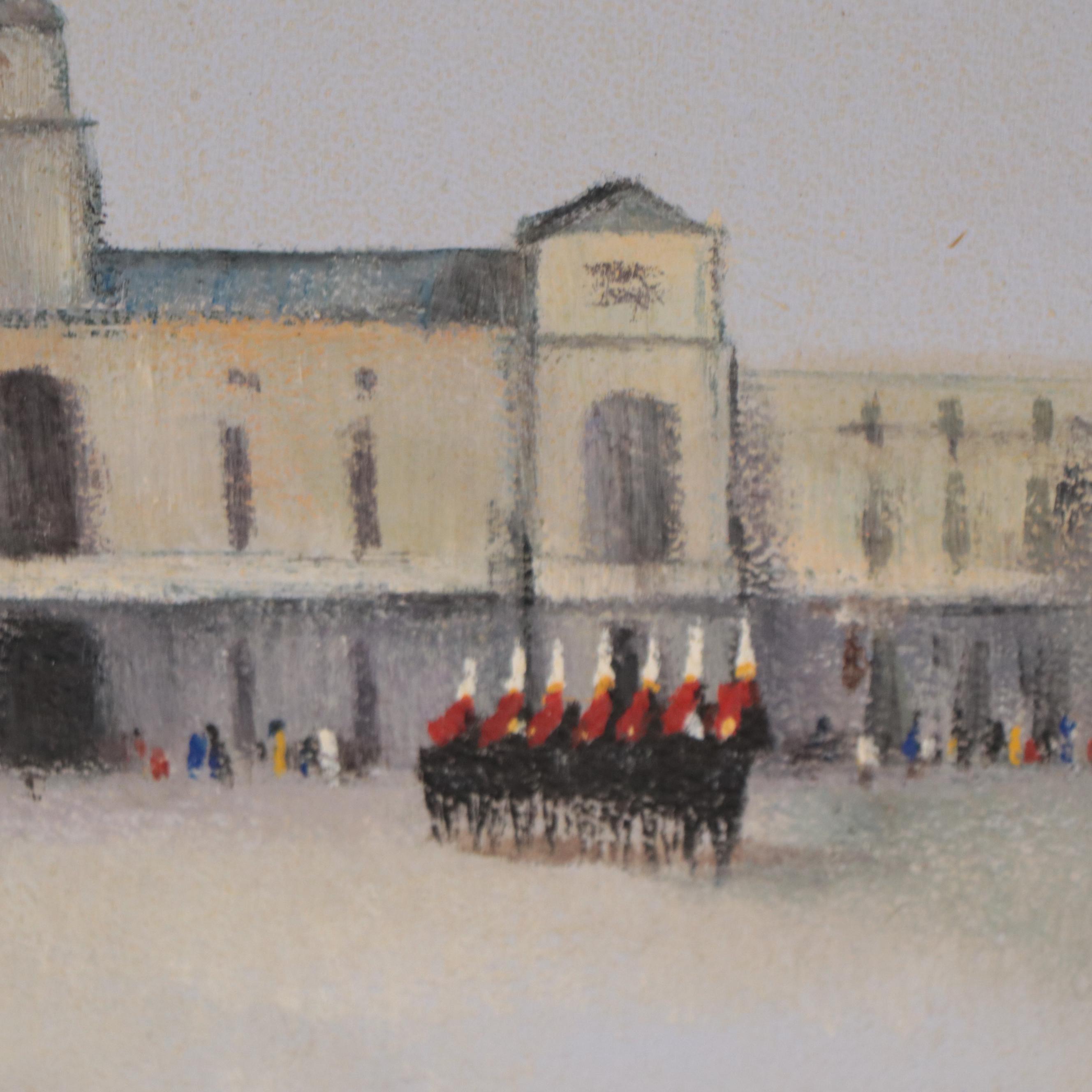 Architectural Landscape Oil Painting With Guards