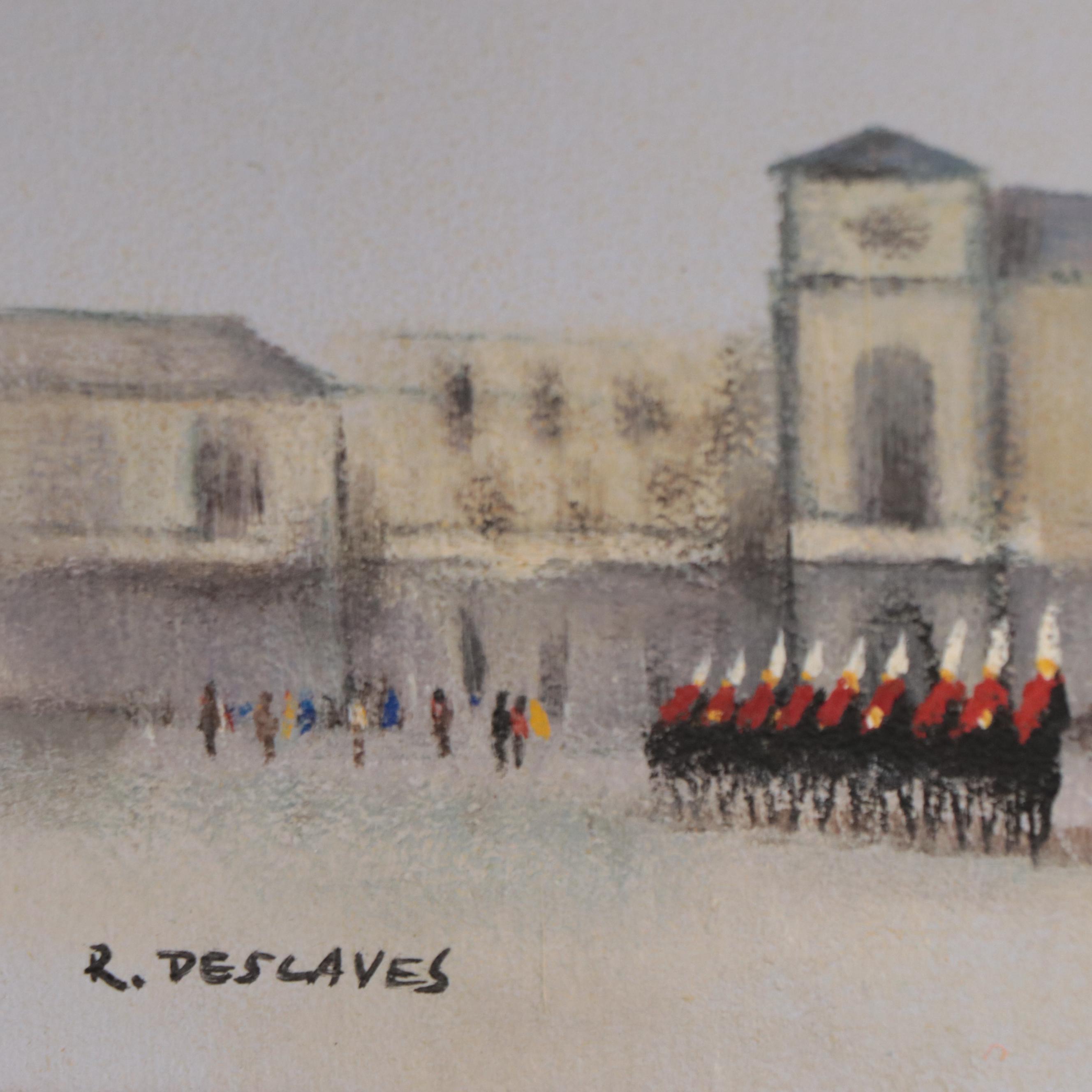 Architectural Landscape Oil Painting With Guards