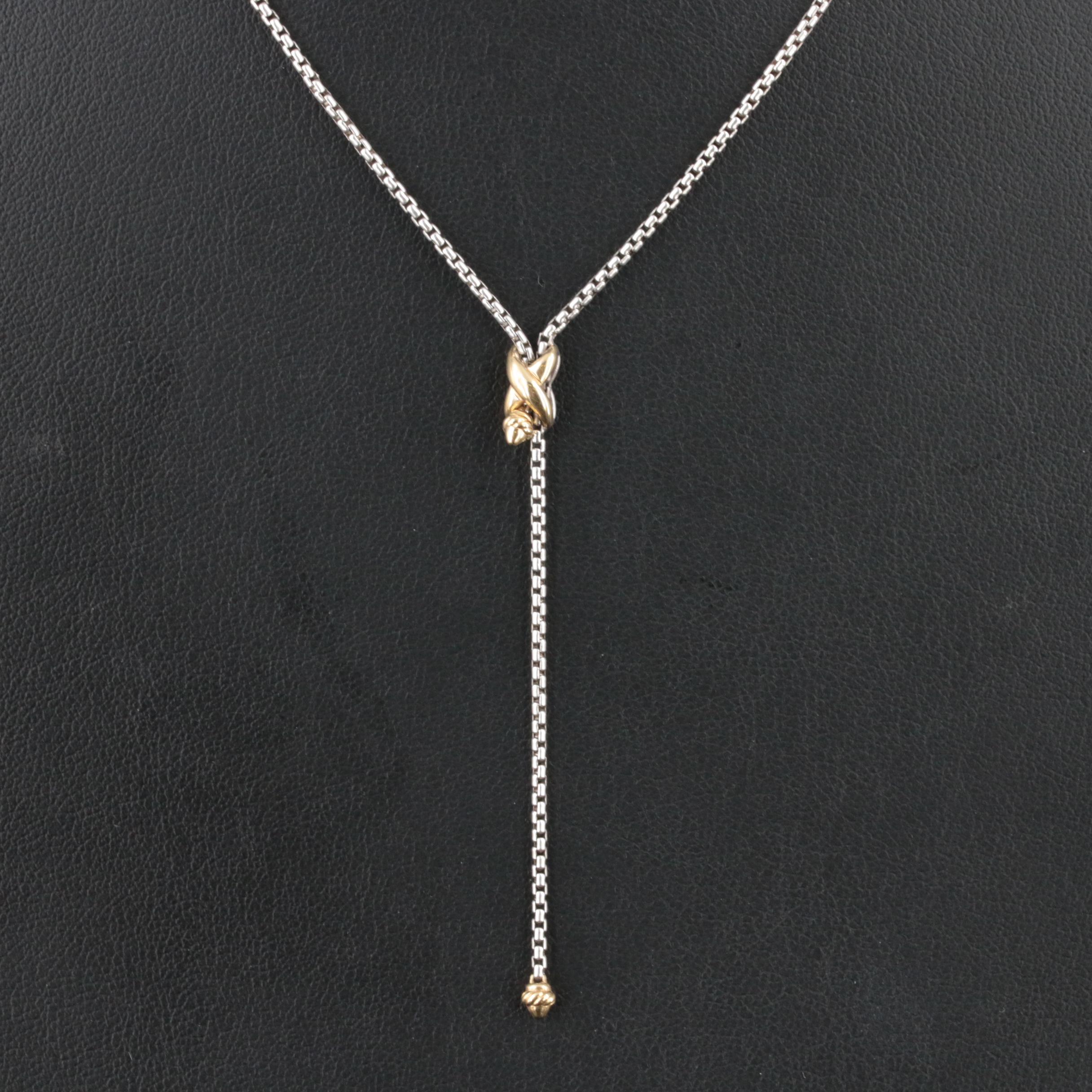 David Yurman Sterling Petite X Lariat Necklace with 18K Accents