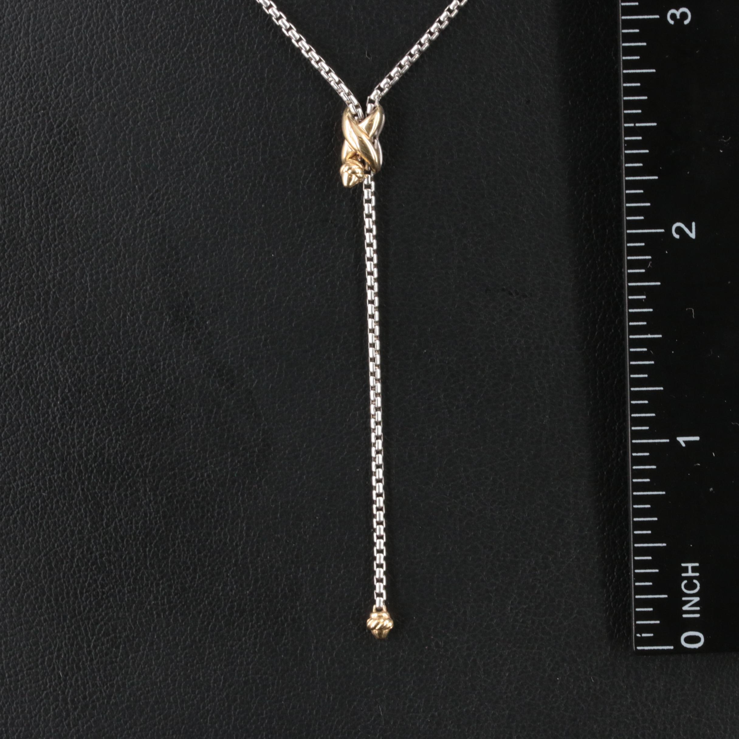 David Yurman Sterling Petite X Lariat Necklace with 18K Accents