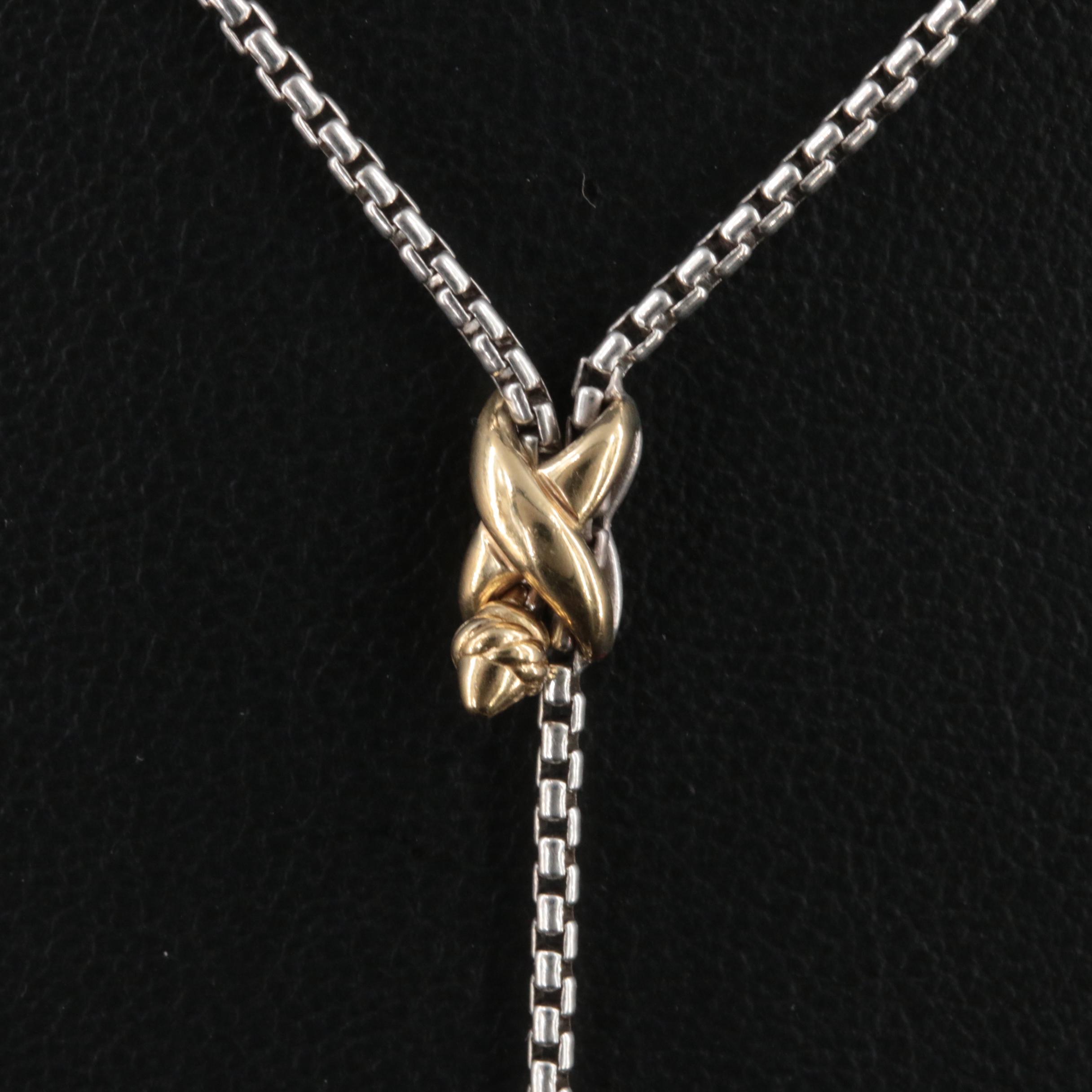 David Yurman Sterling Petite X Lariat Necklace with 18K Accents
