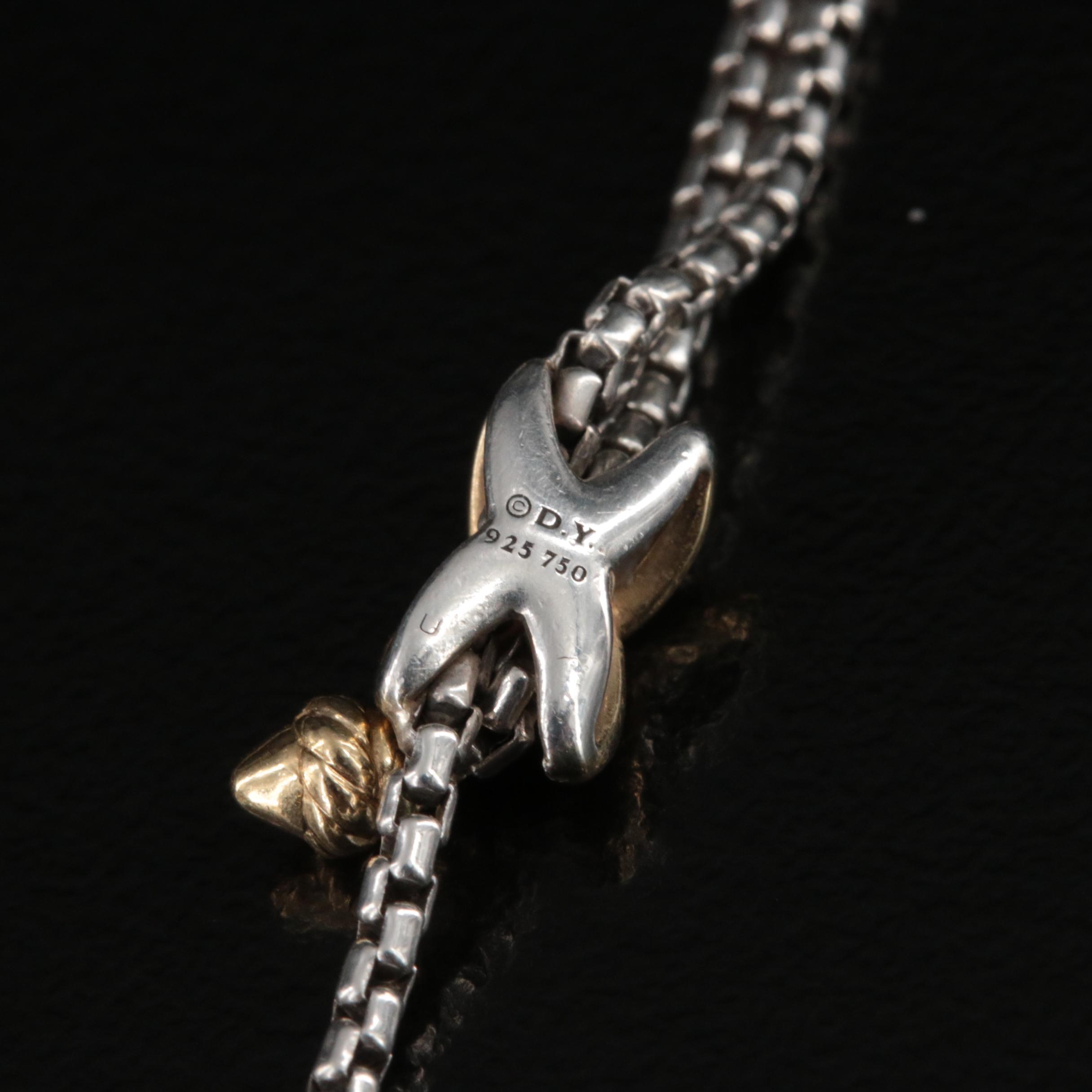 David Yurman Sterling Petite X Lariat Necklace with 18K Accents