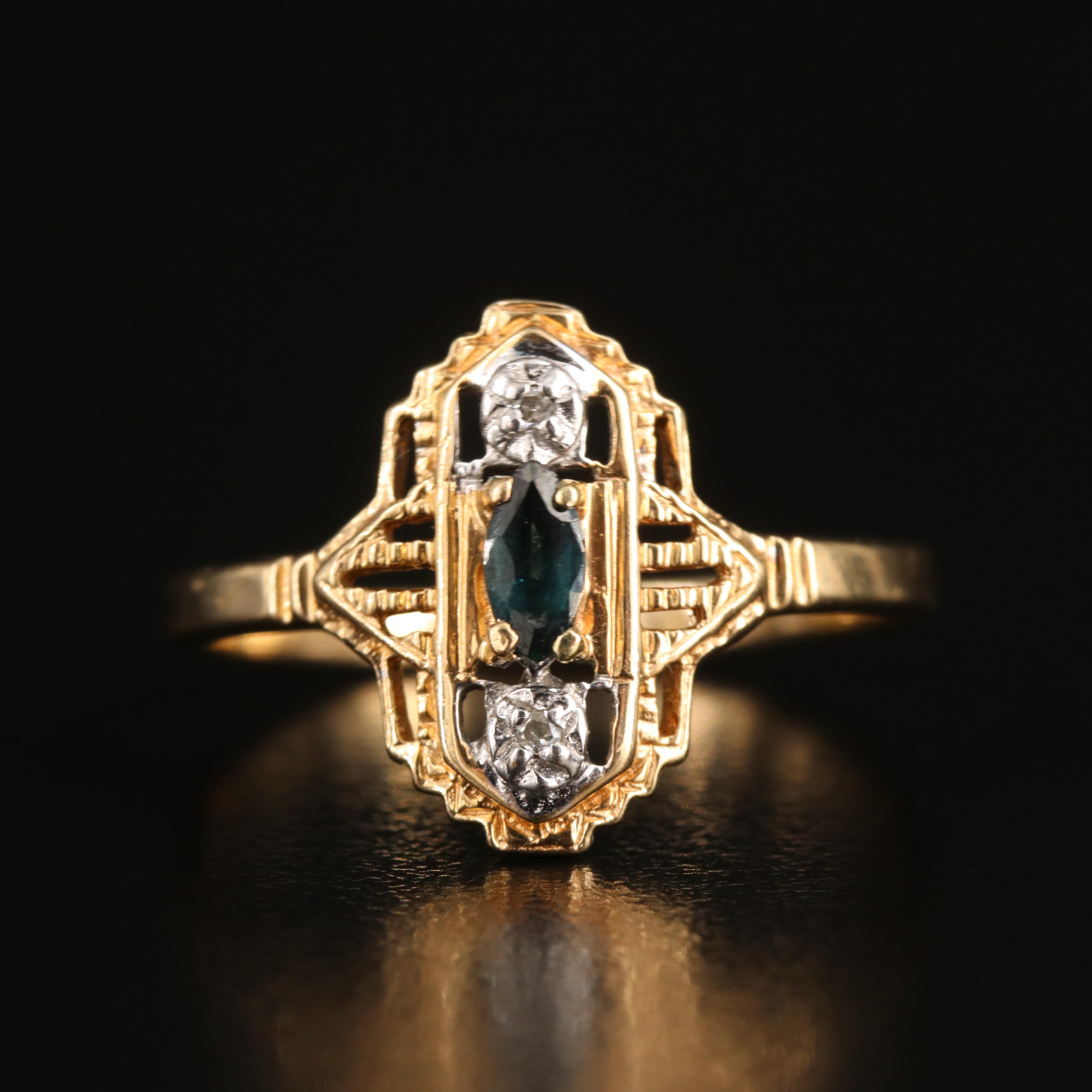 10K Sapphire and Diamond Ring