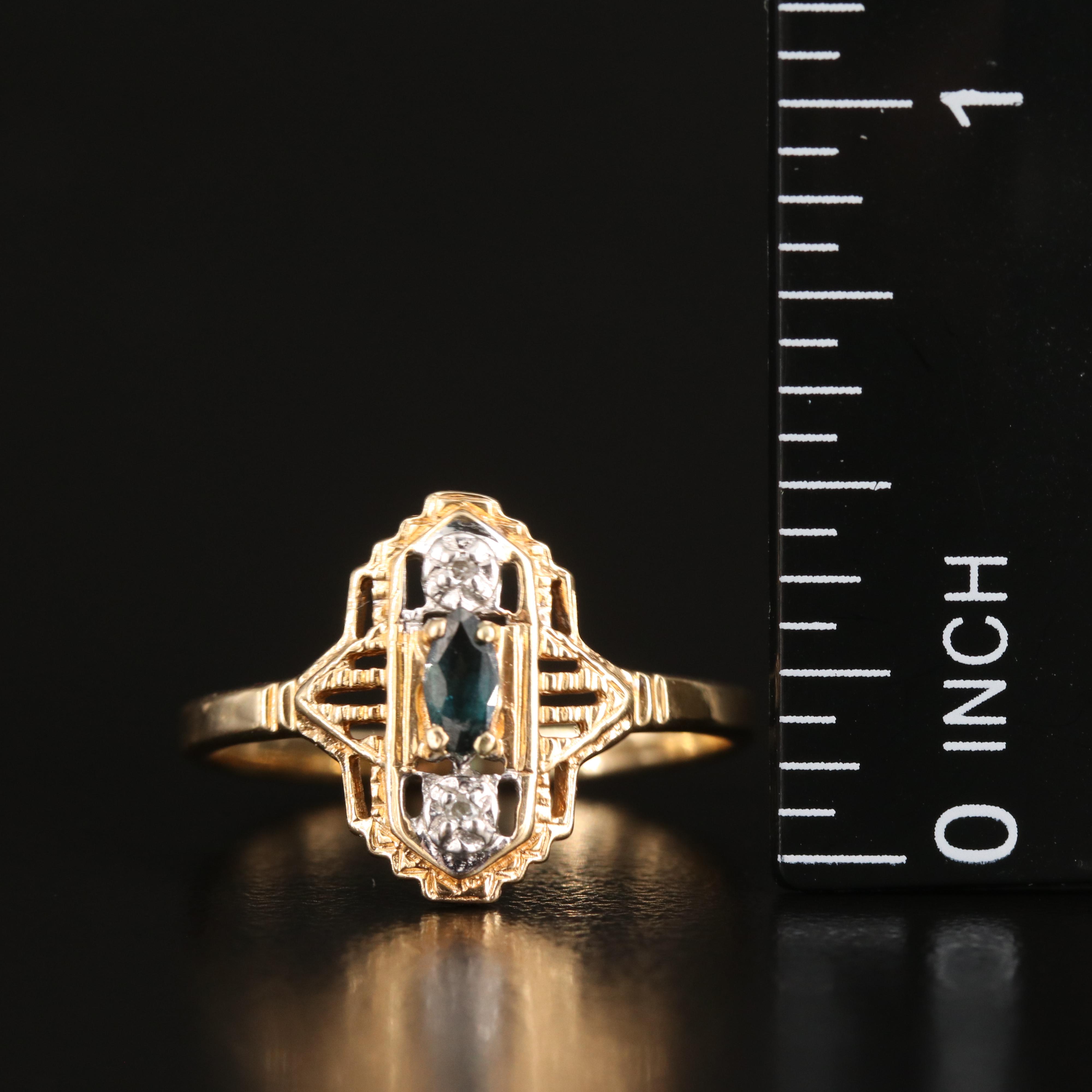10K Sapphire and Diamond Ring