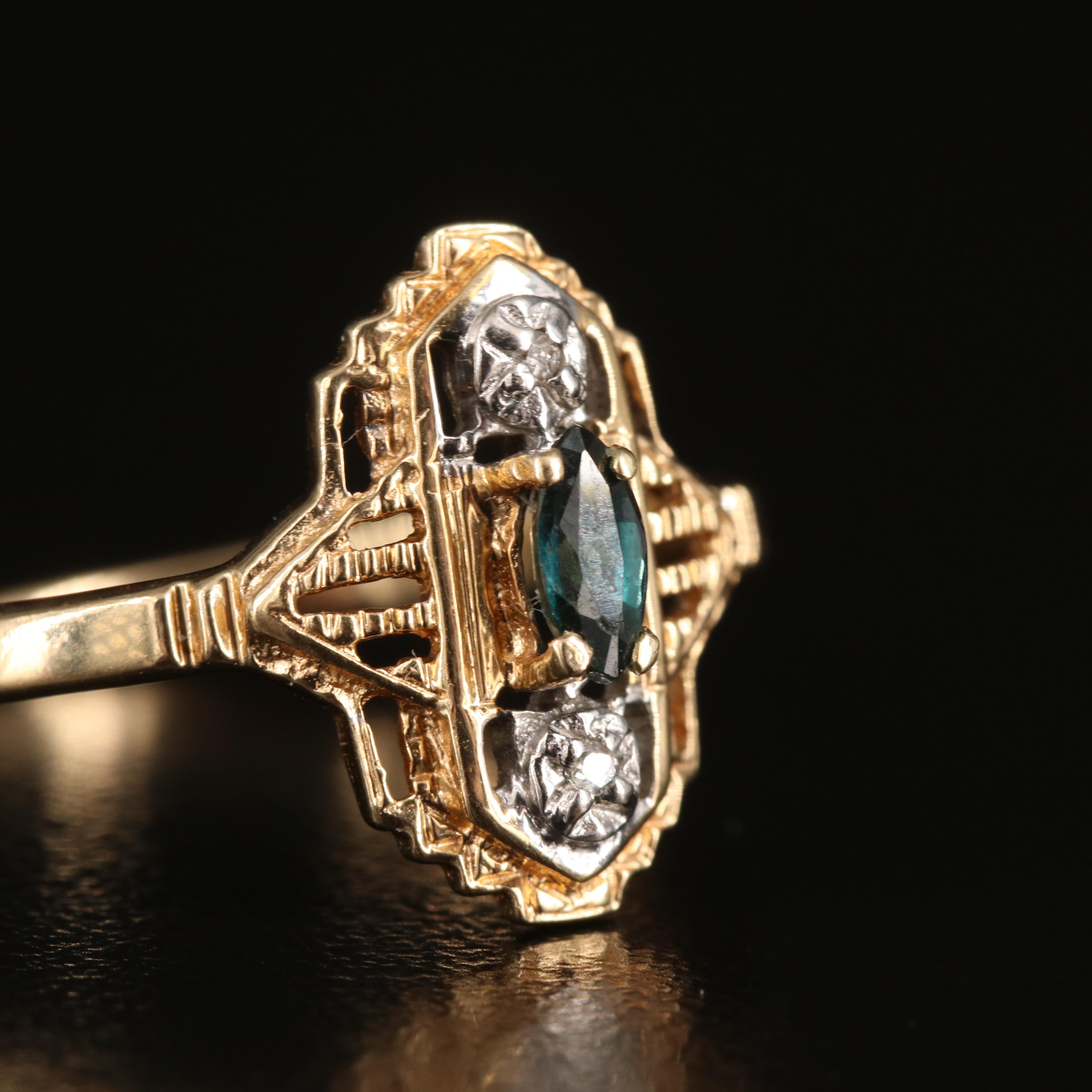 10K Sapphire and Diamond Ring