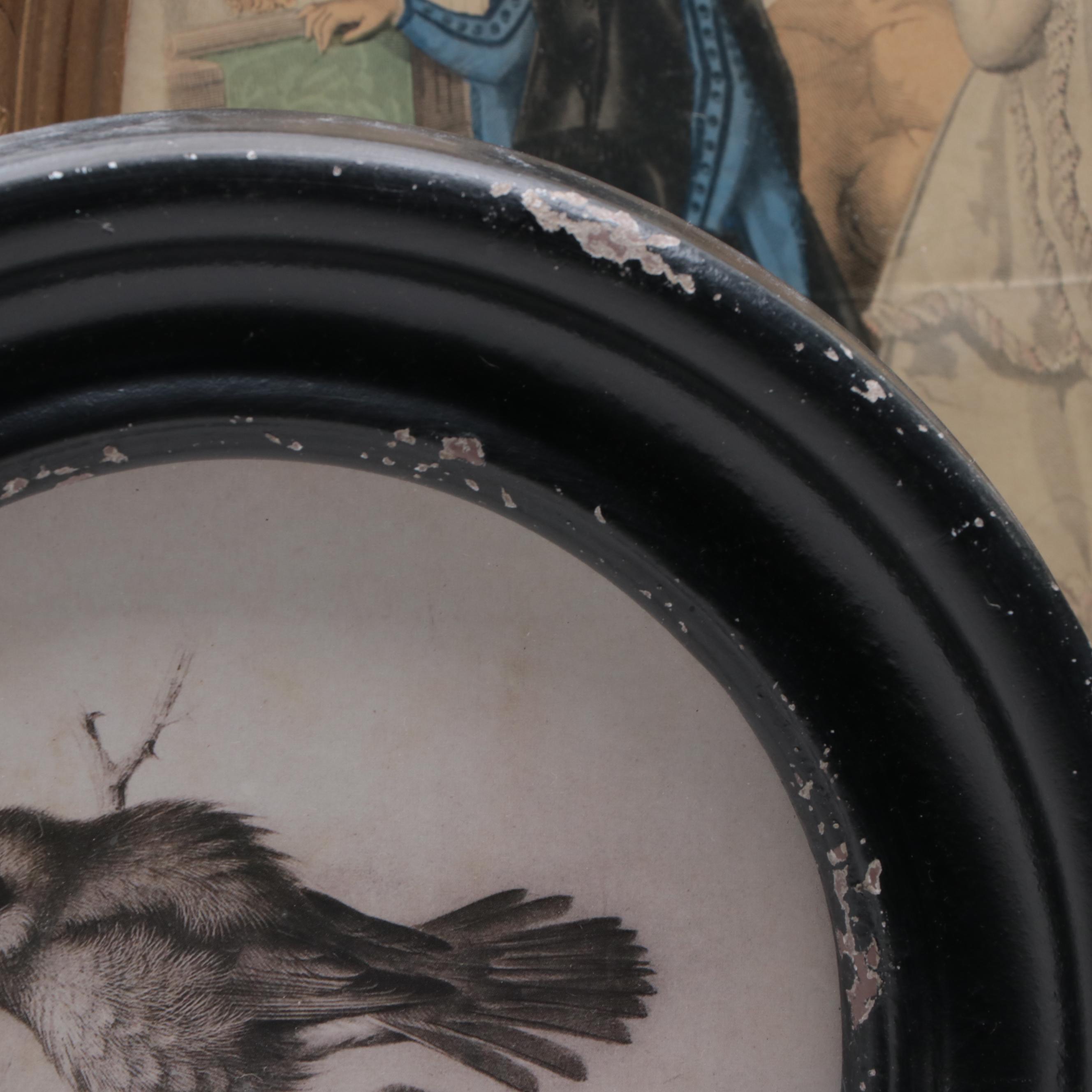 Framed Victorian Fashion Plate with Other Frames and Mirror, Mid to Late 19th C.