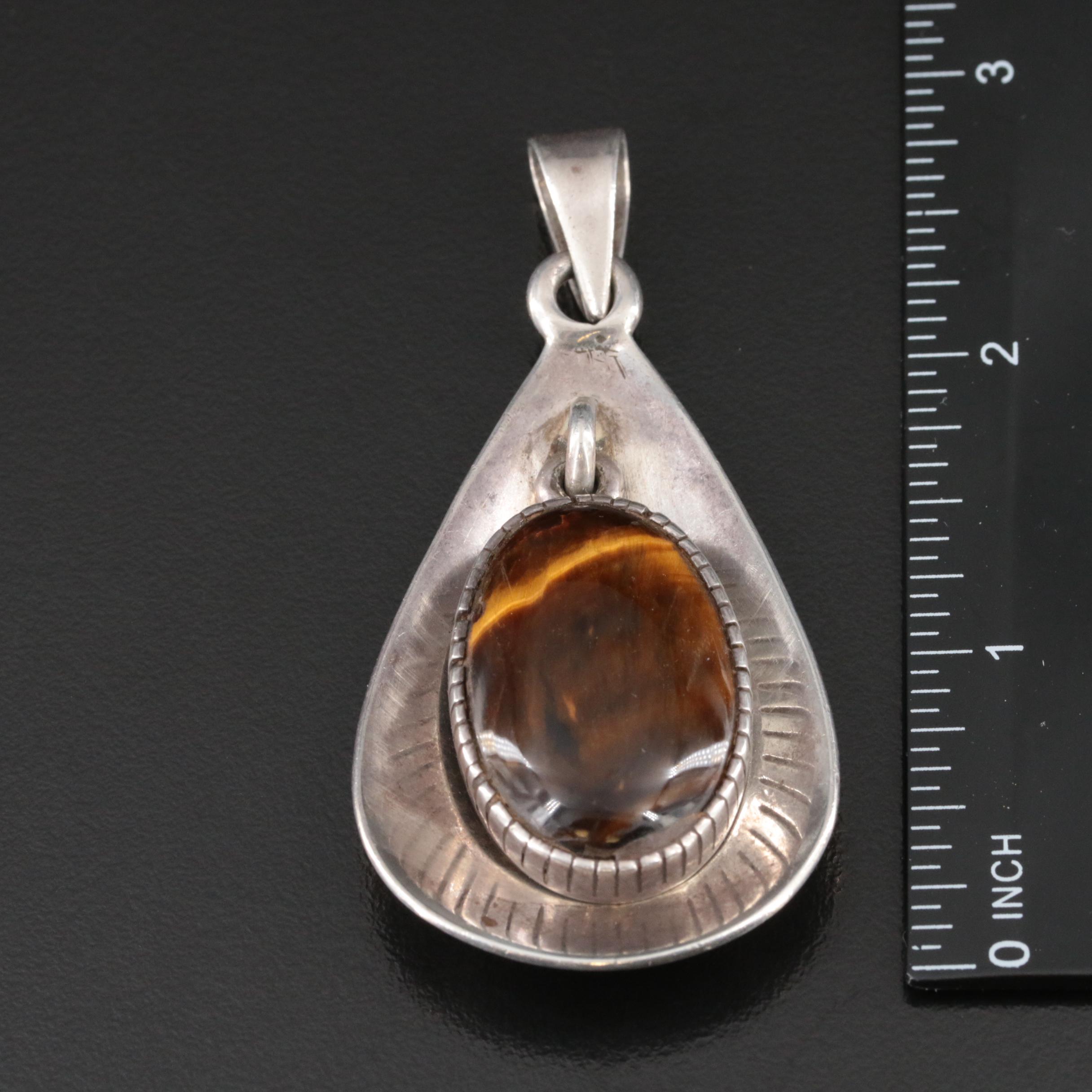 Mexican Sterling Tiger's Eye Pendant