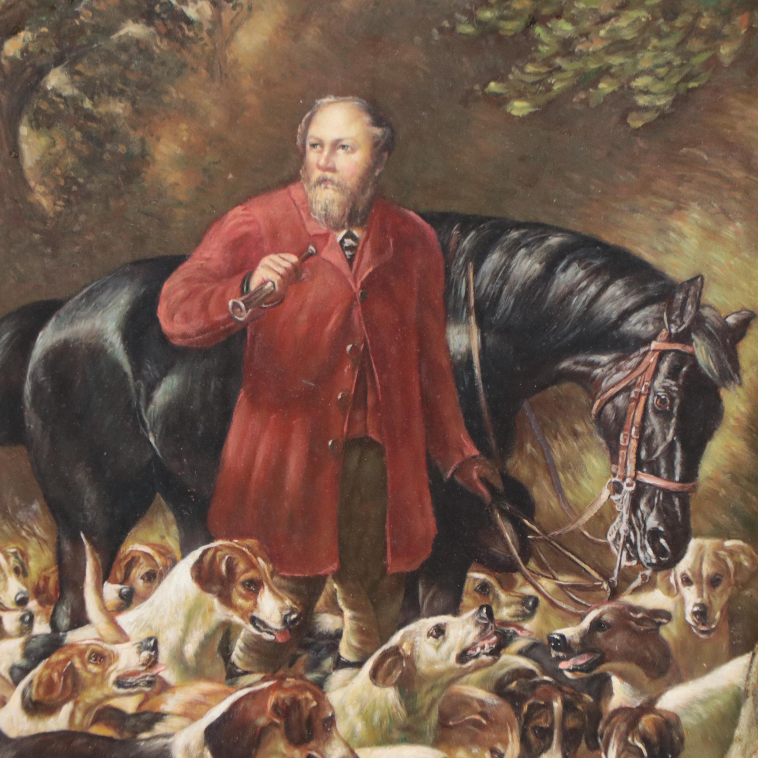 Sporting Oil Painting of an English Fox Hunting Scene