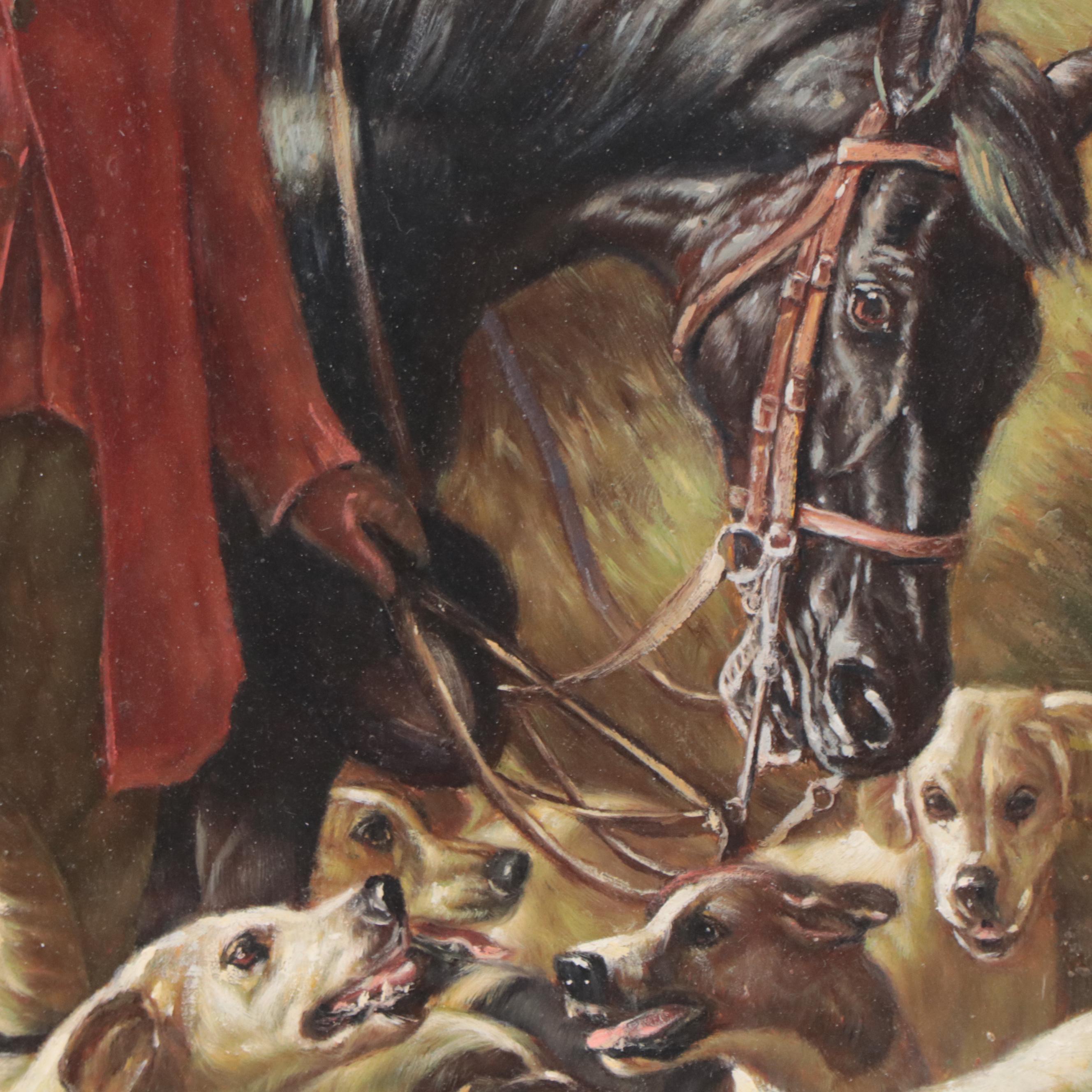 Sporting Oil Painting of an English Fox Hunting Scene