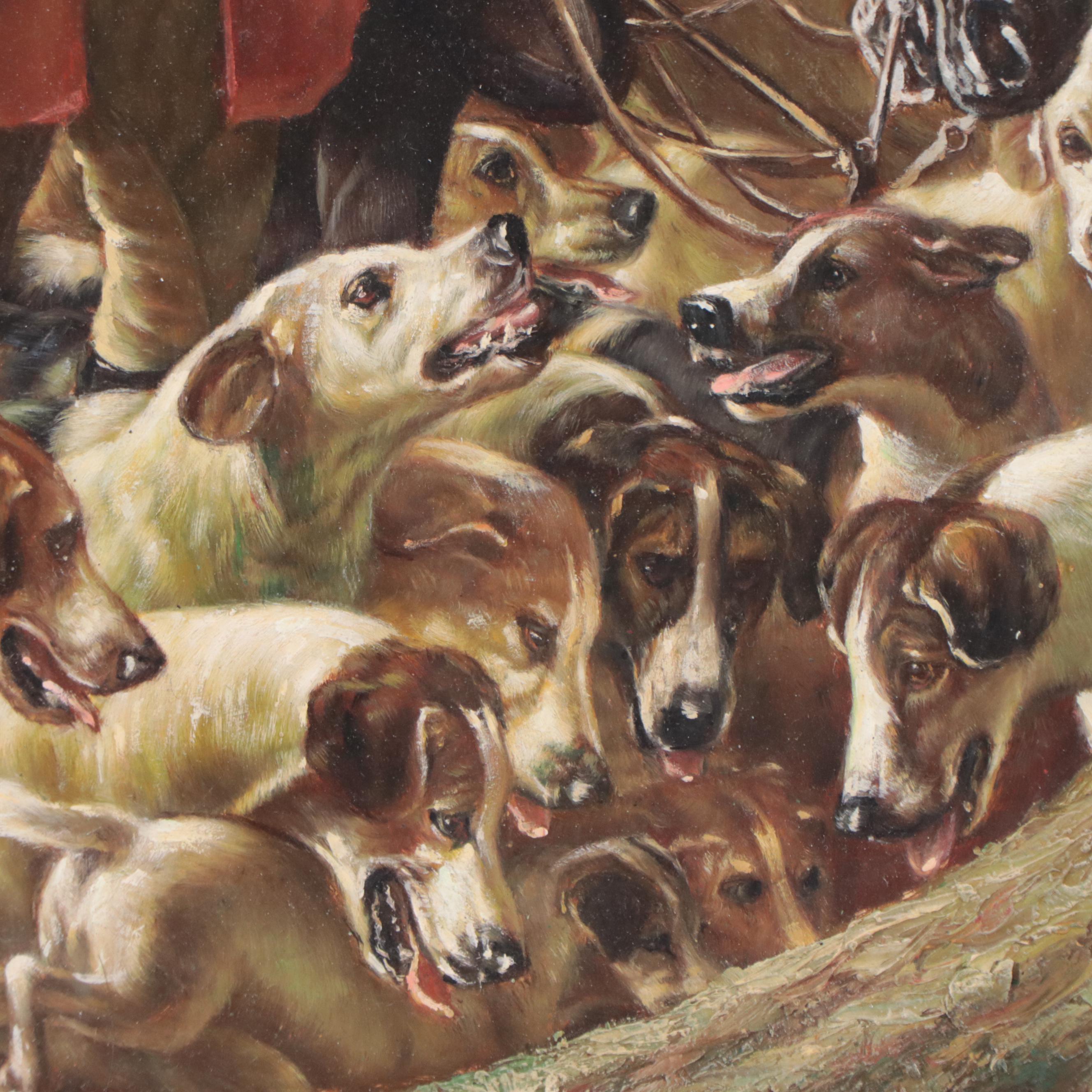 Sporting Oil Painting of an English Fox Hunting Scene