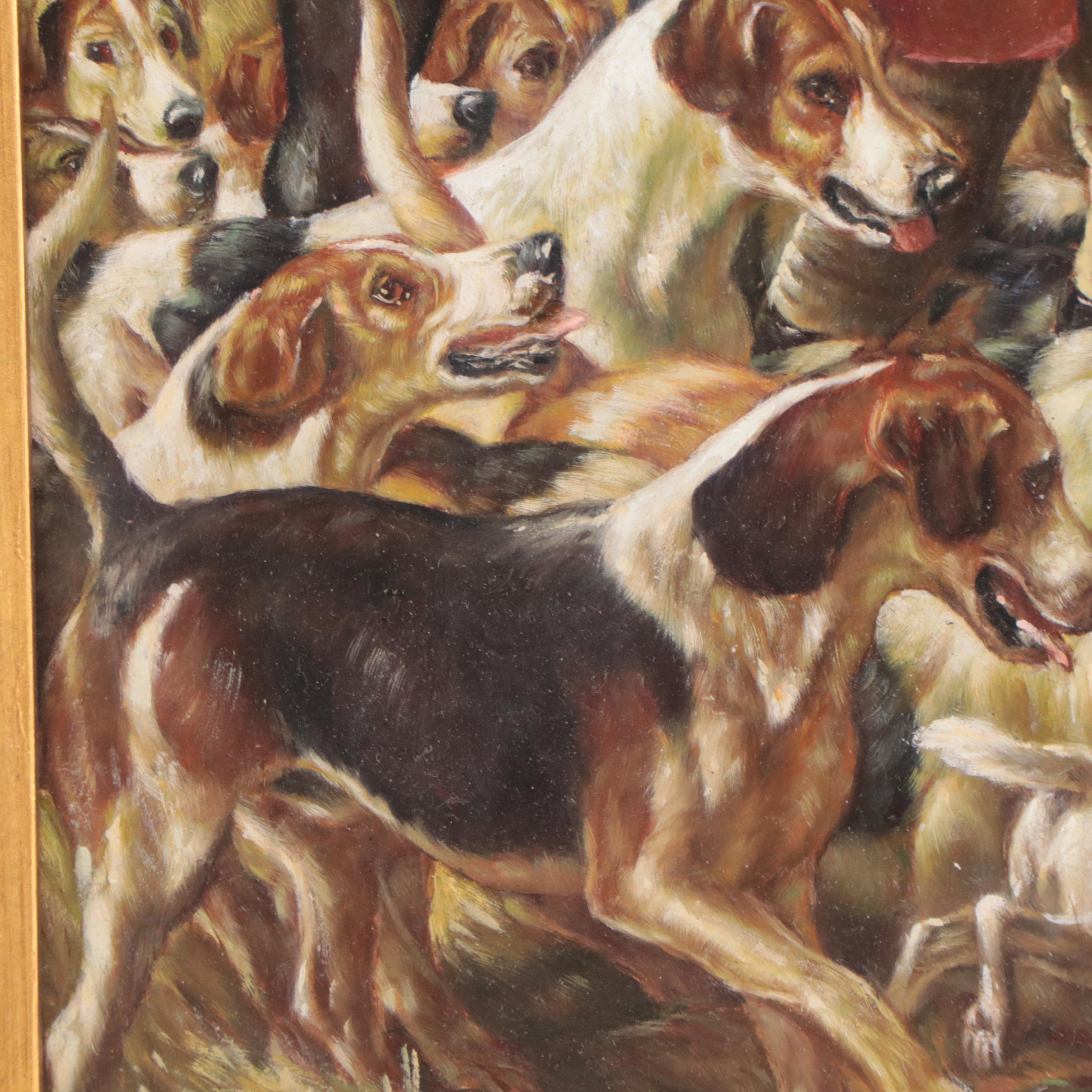 Sporting Oil Painting of an English Fox Hunting Scene