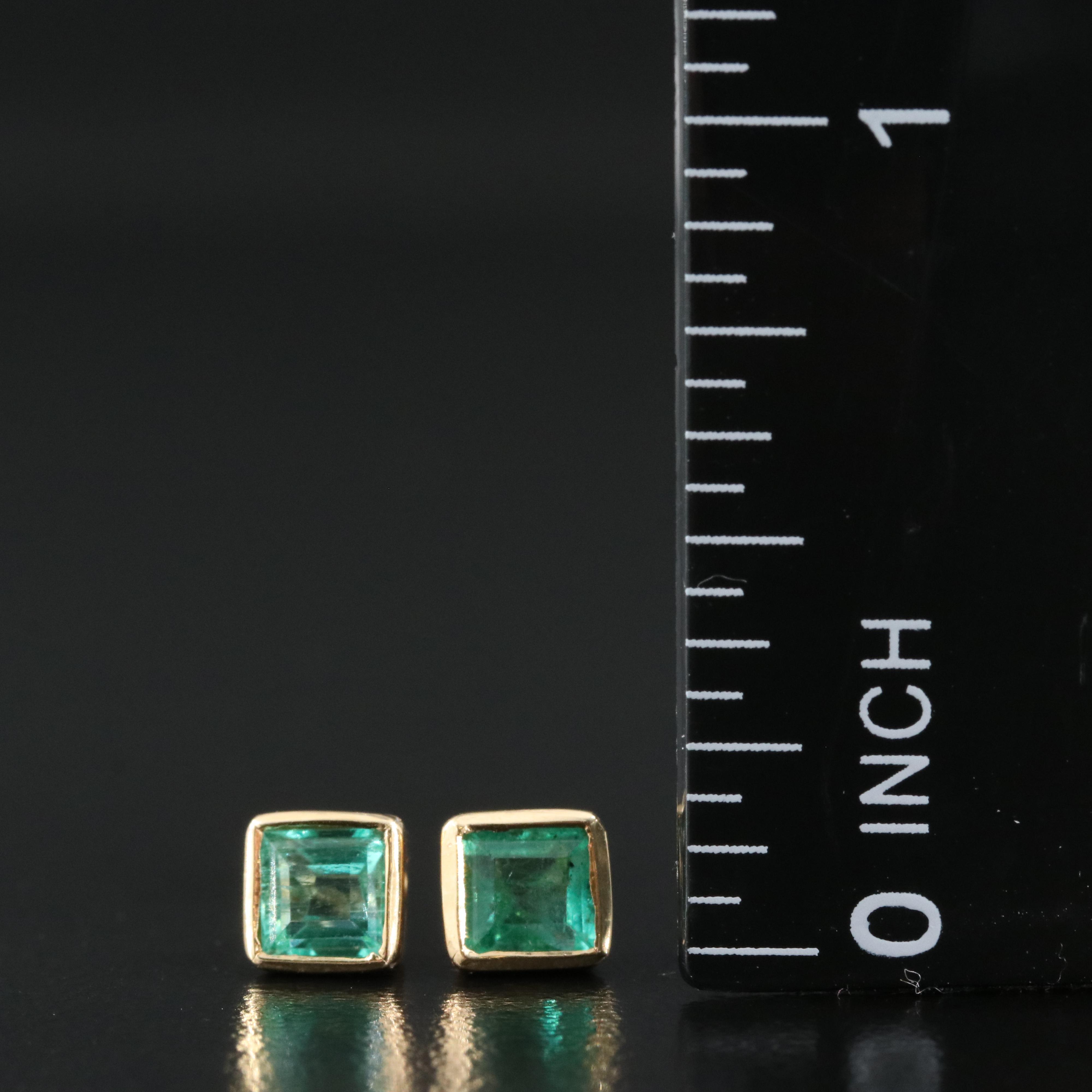 18K Emerald Stud Earrings