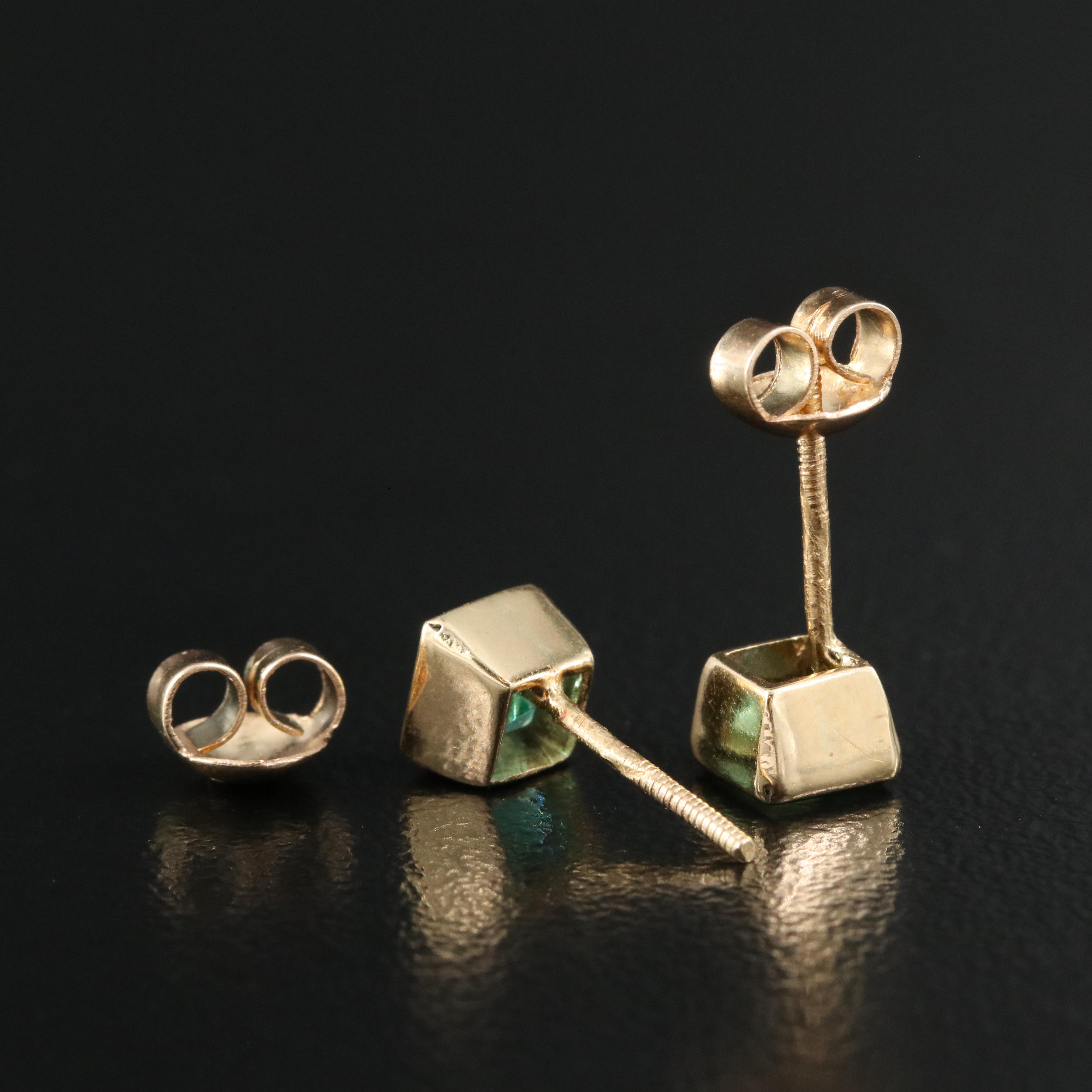18K Emerald Stud Earrings