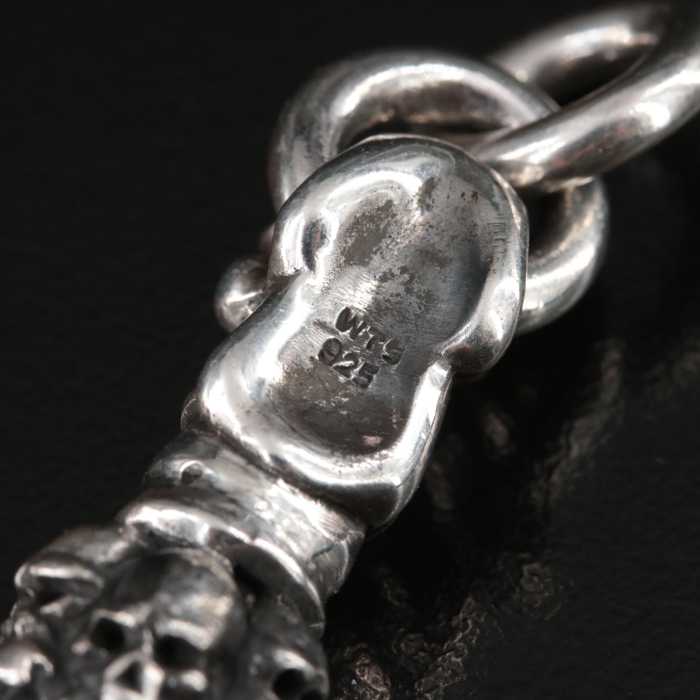 Sterling Garnet Skull Pendant