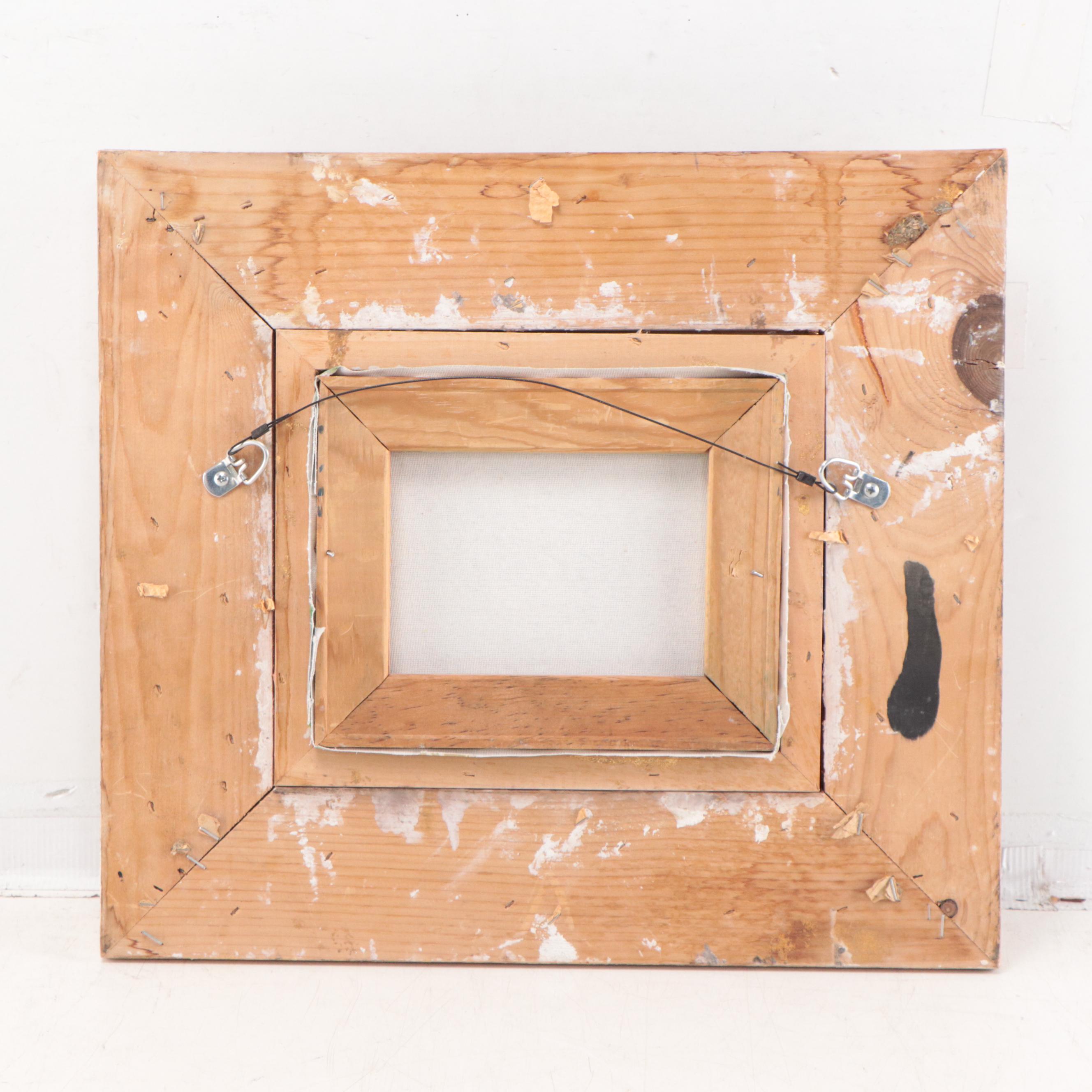 Genre Oil Painting of Children With Wagon of Flowers