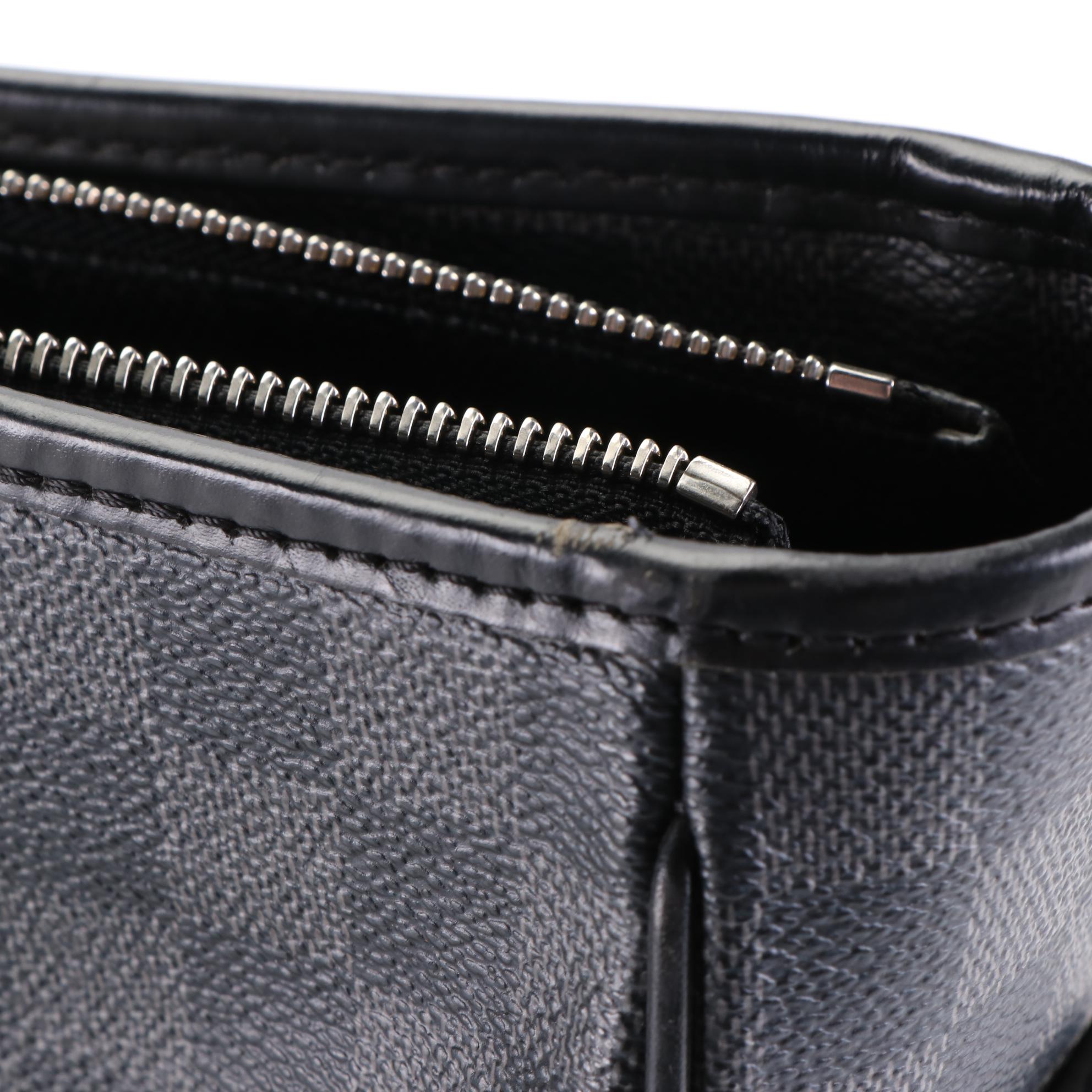 Louis Vuitton Tadao Tote in Damier Graphite Canvas and Black Leather with Strap