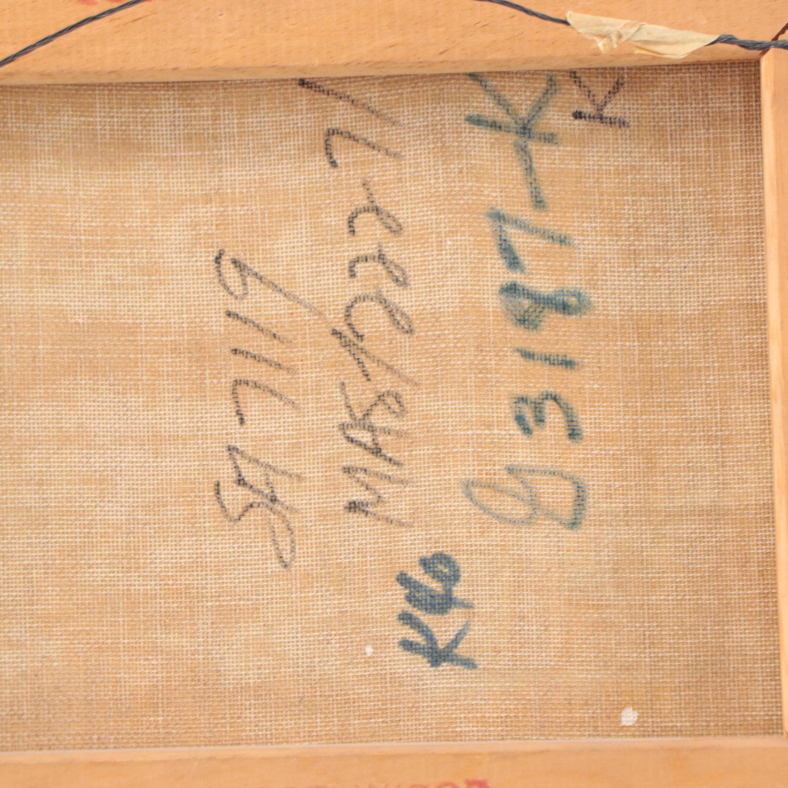 Snowy Winter Road Landscape Oil Painting, Late 20th Century