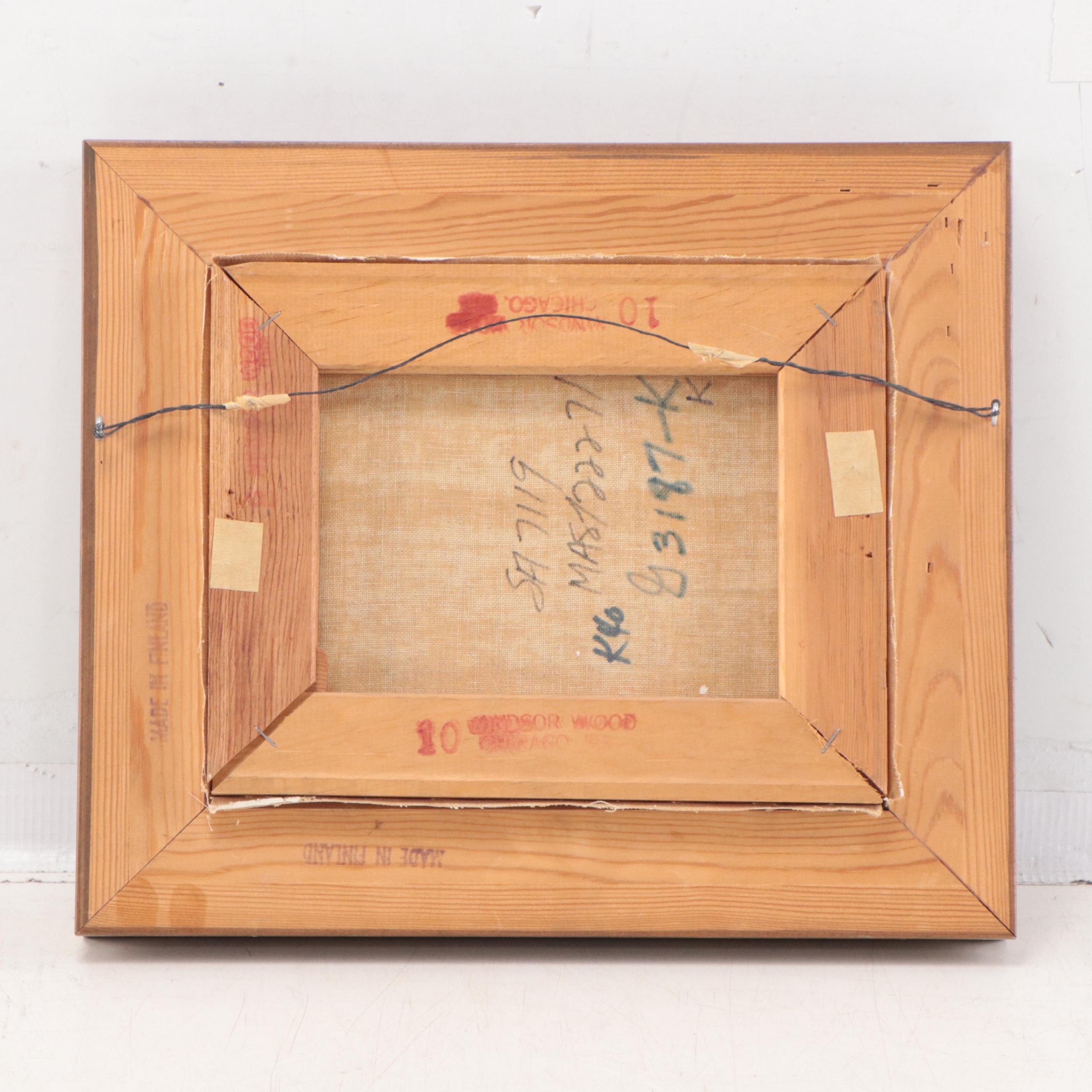 Snowy Winter Road Landscape Oil Painting, Late 20th Century