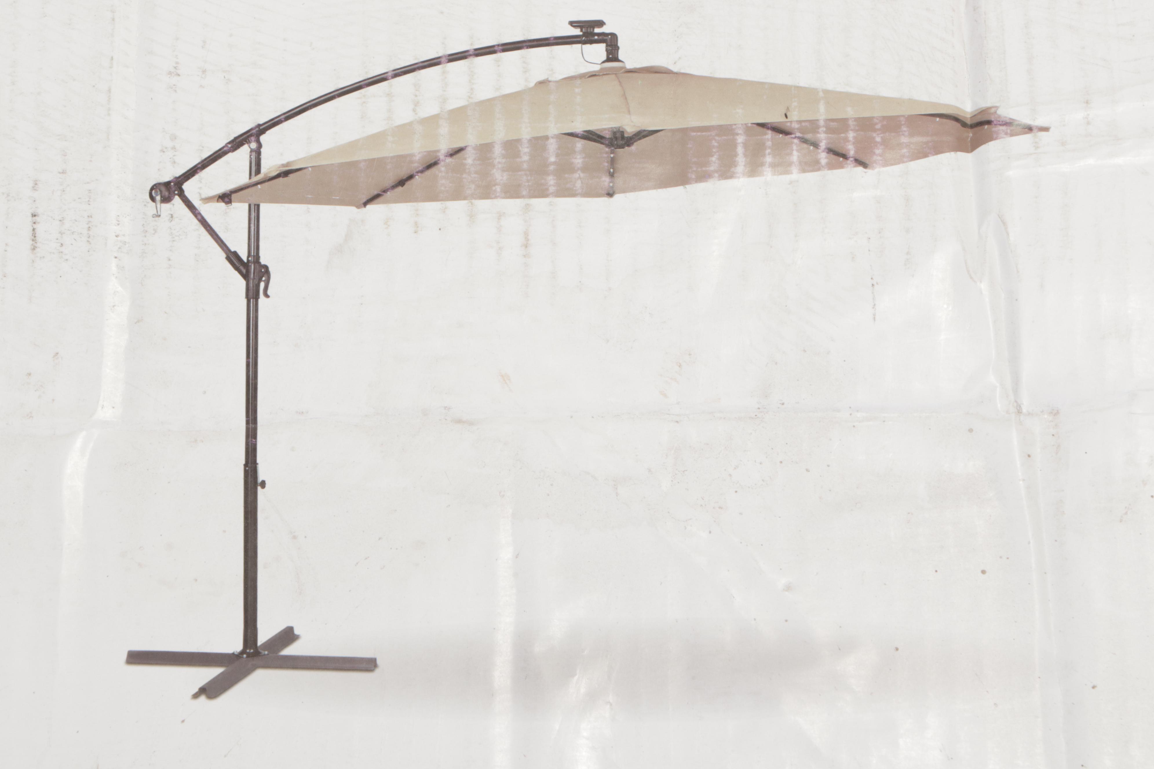 Living Accents 10' Offset Patio Umbrella With LED Lights in Taupe