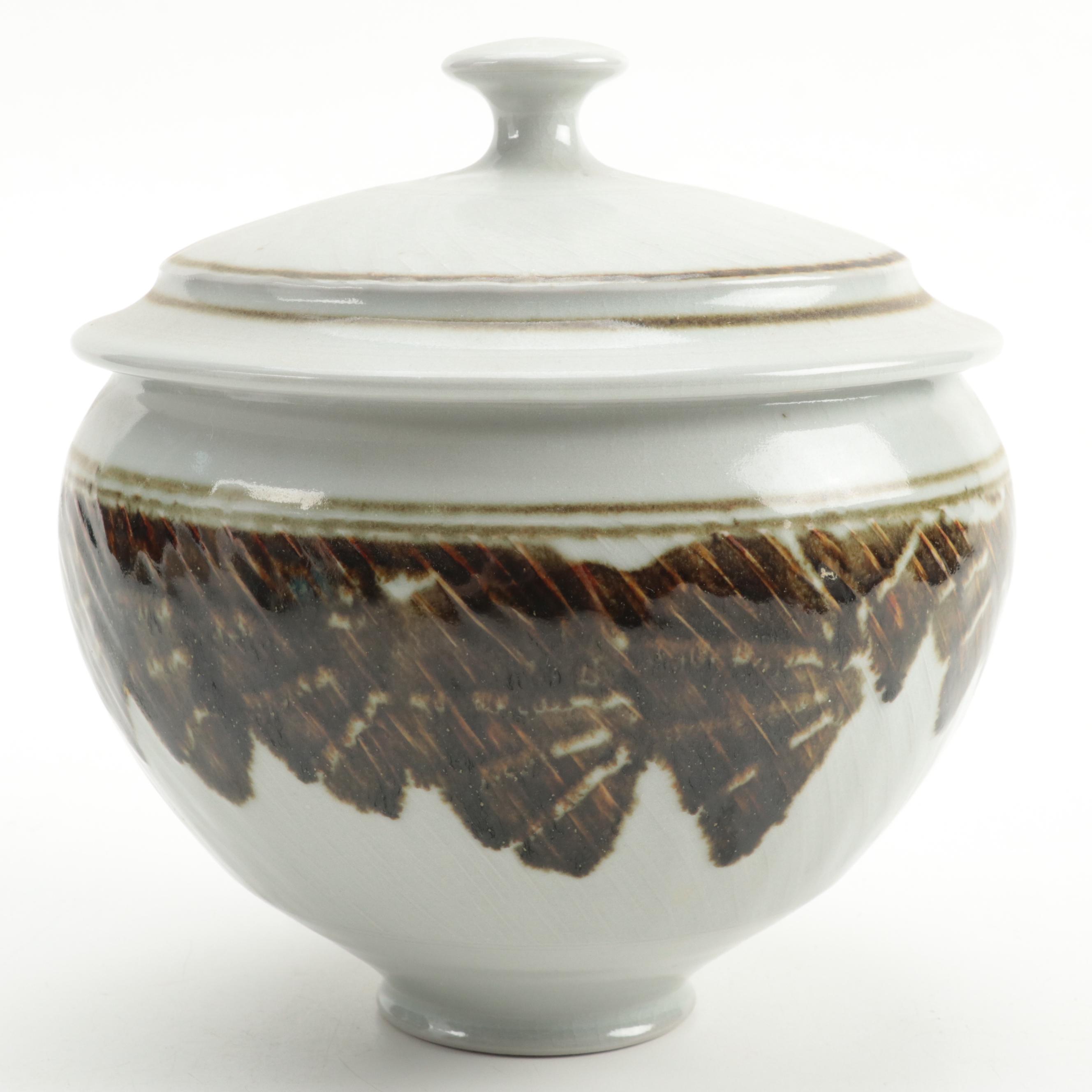 Signed Tim Mather Ceramic Serving Dish with Other Artist Signed Vase