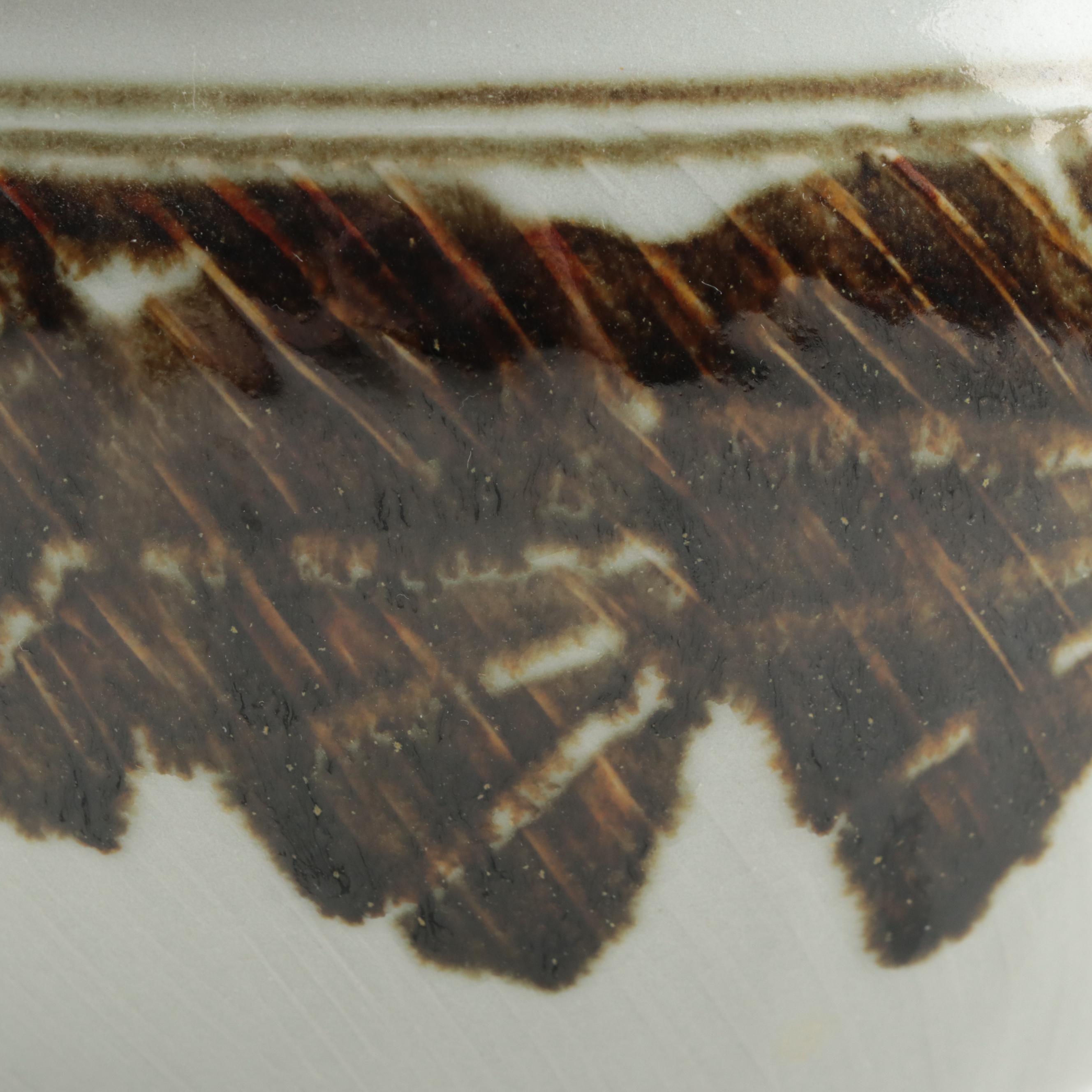 Signed Tim Mather Ceramic Serving Dish with Other Artist Signed Vase