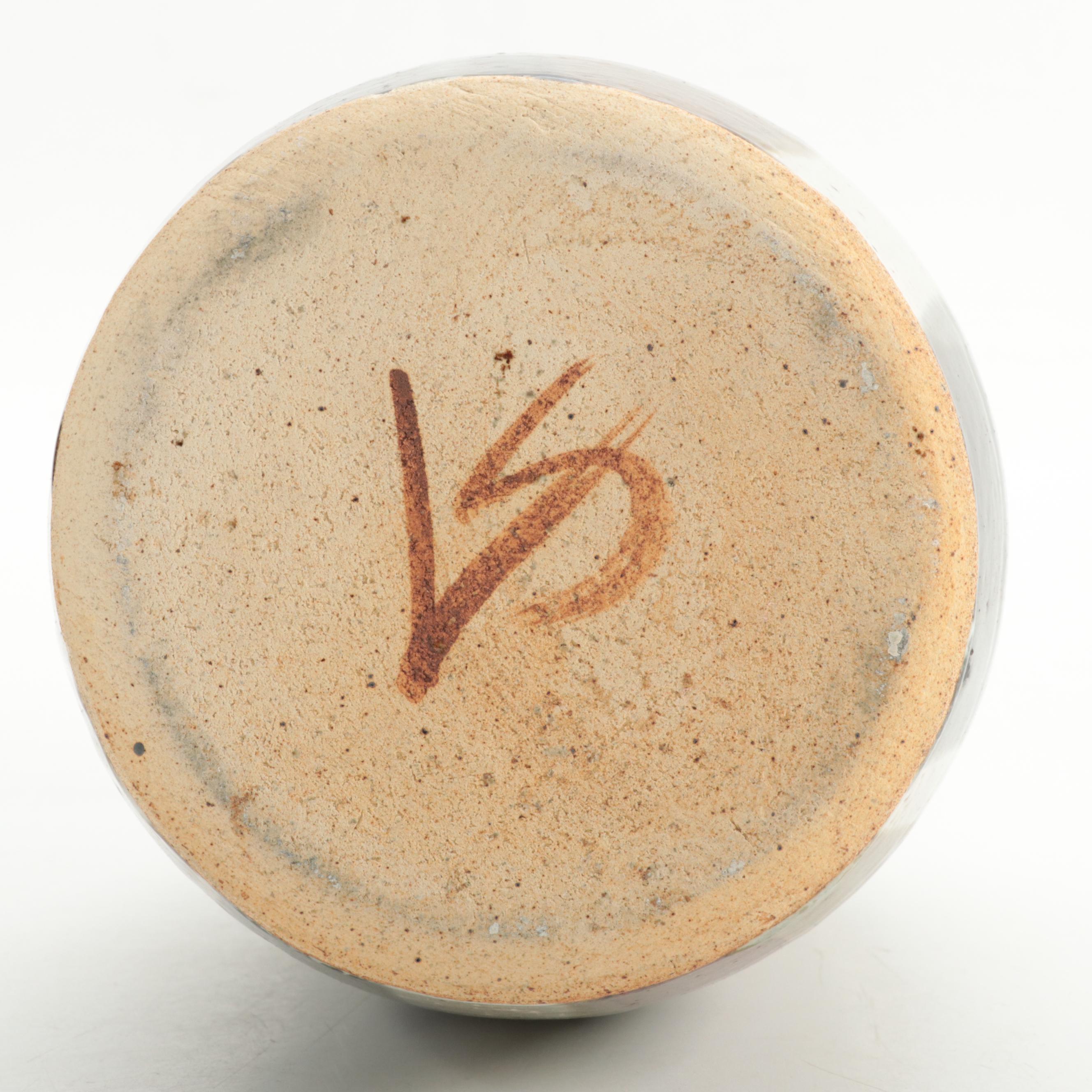 Signed Tim Mather Ceramic Serving Dish with Other Artist Signed Vase