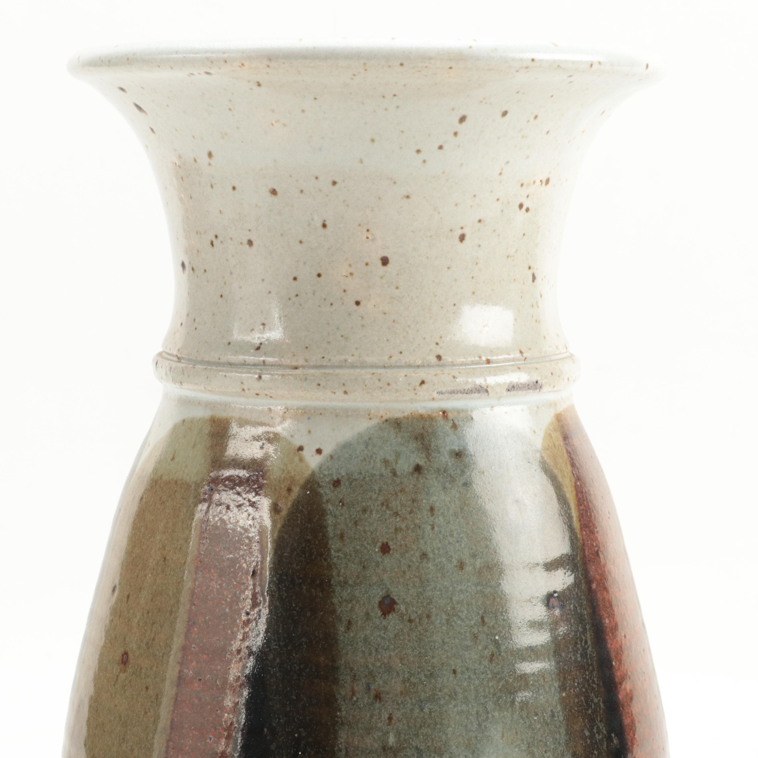 Signed Tim Mather Ceramic Serving Dish with Other Artist Signed Vase