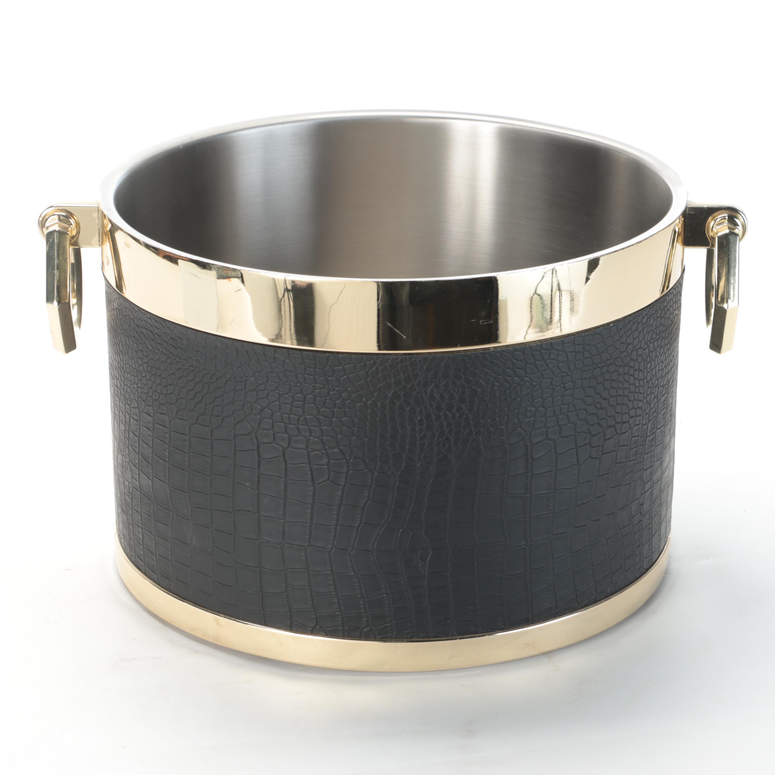Frontgate Metal and Embossed Leather Beverage Tub