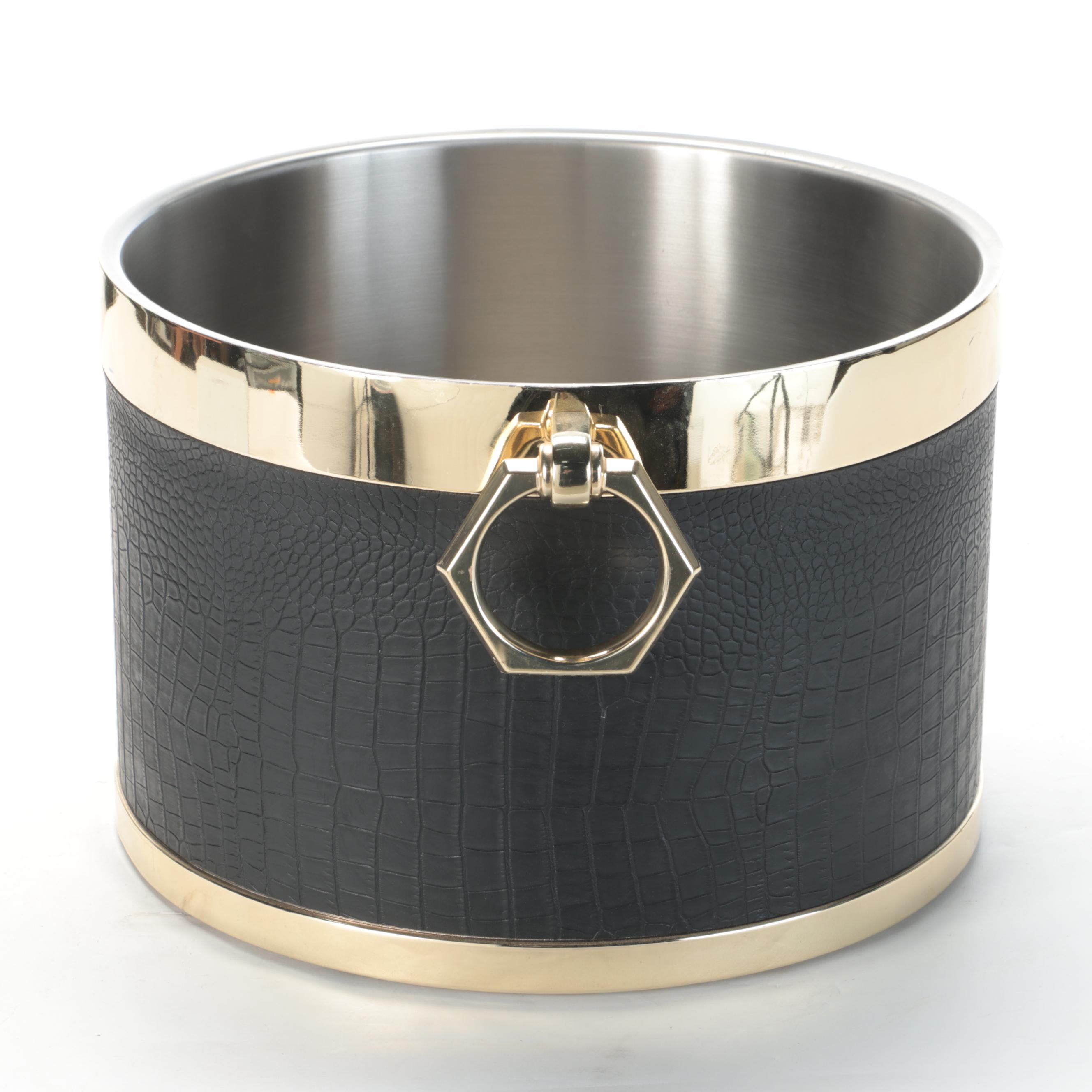 Frontgate Metal and Embossed Leather Beverage Tub
