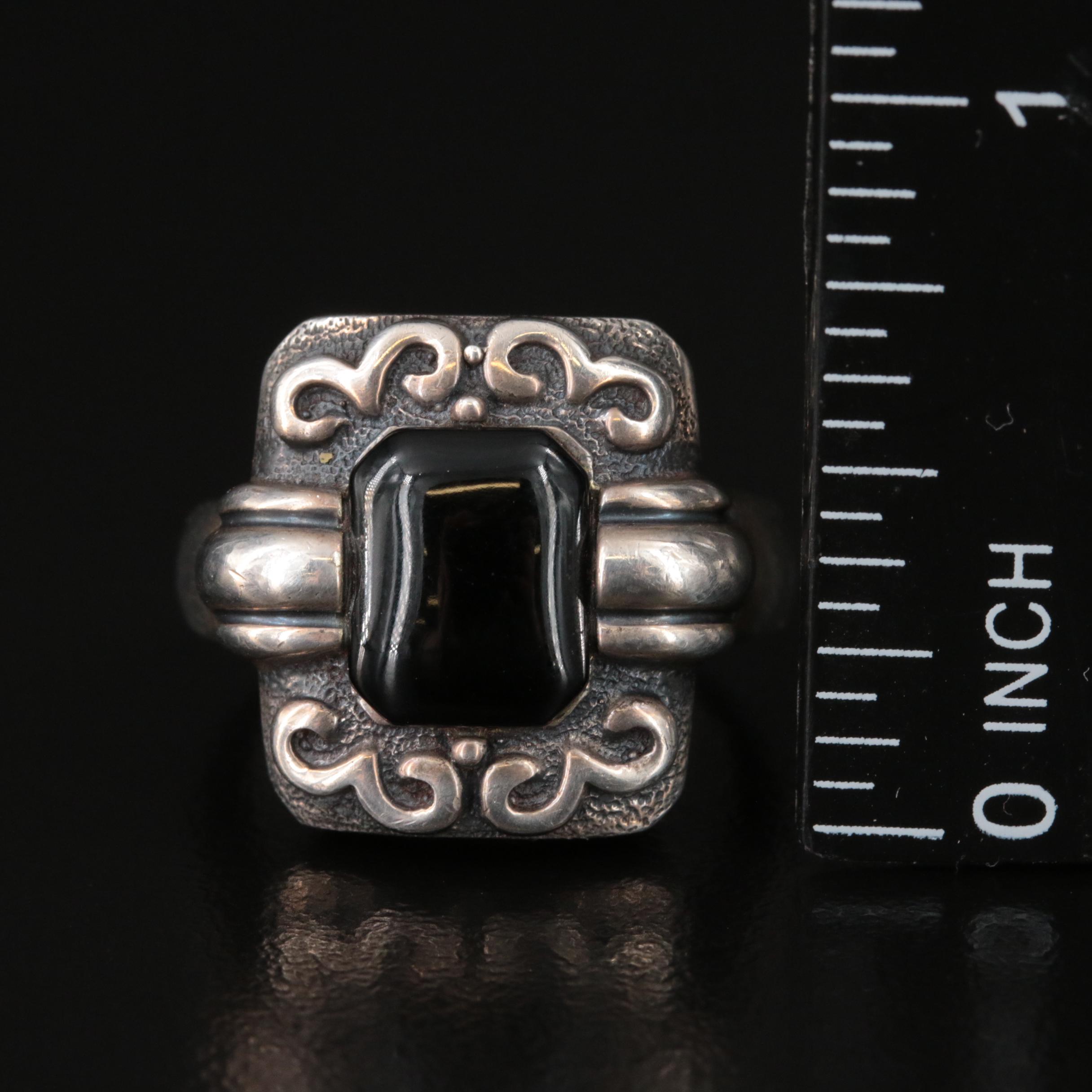 Sterling Ring Selection Including Black Onyx, Pearl and Citrine