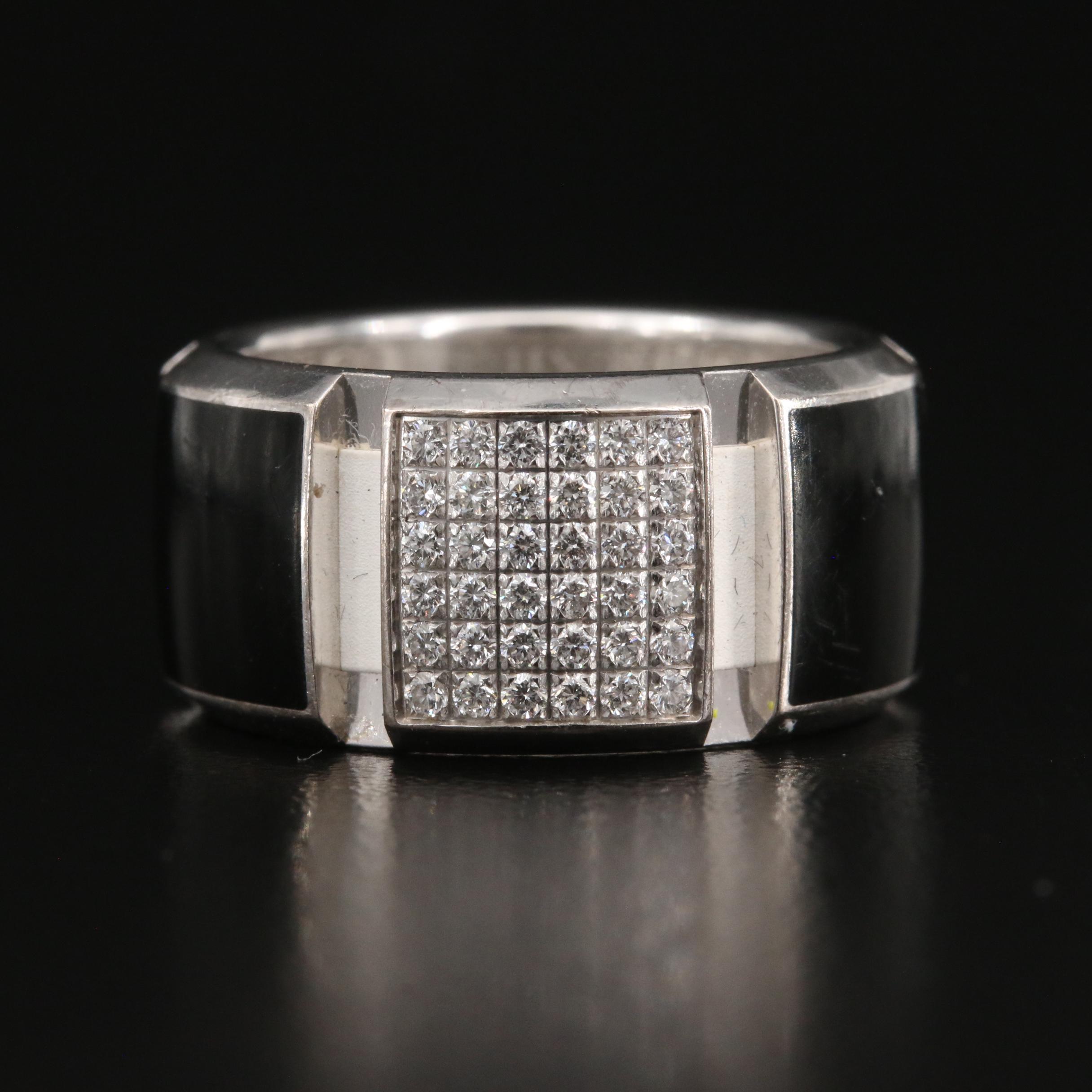 Chaumet "Class One" 18K Black Onyx and Diamond Band