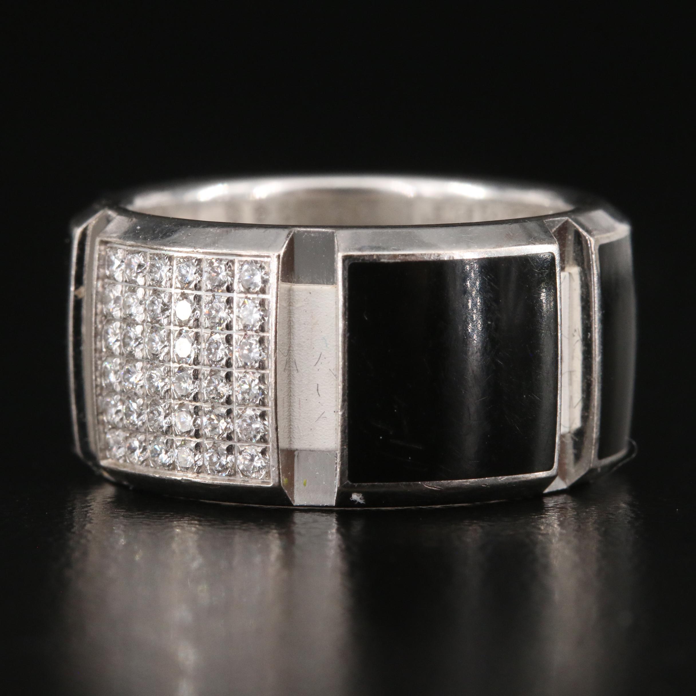 Chaumet "Class One" 18K Black Onyx and Diamond Band