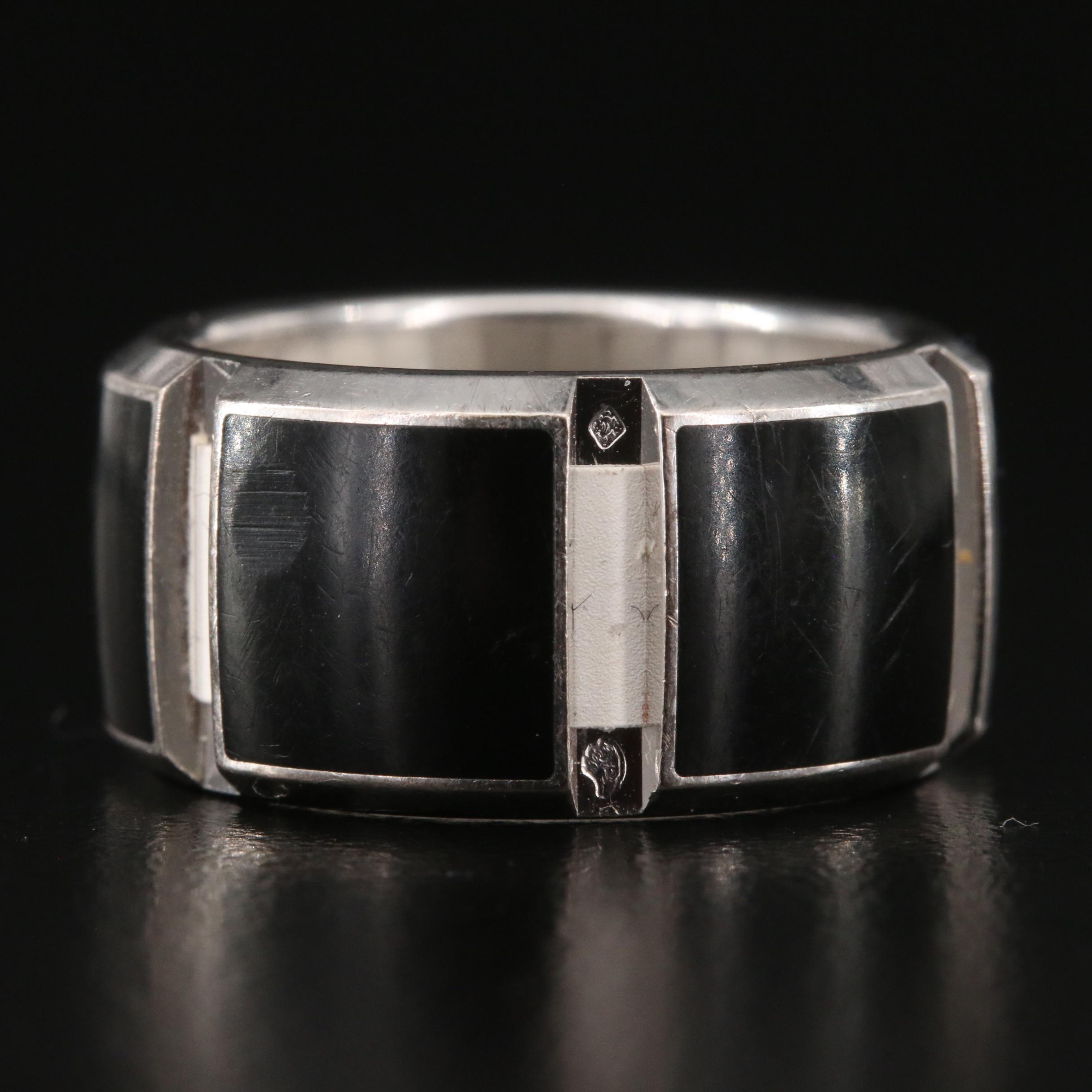Chaumet "Class One" 18K Black Onyx and Diamond Band